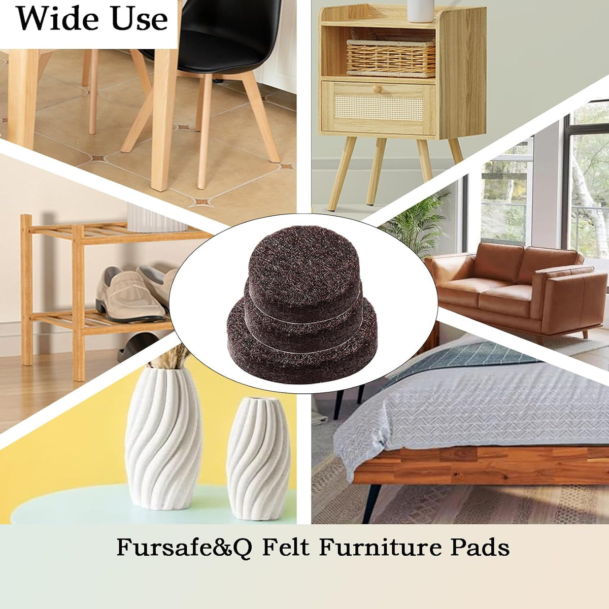 Fursafe&Q Felt Furniture Pads, Furniture Felt Pads for Hardwood Floors -Self Adhesive Chair Leg
