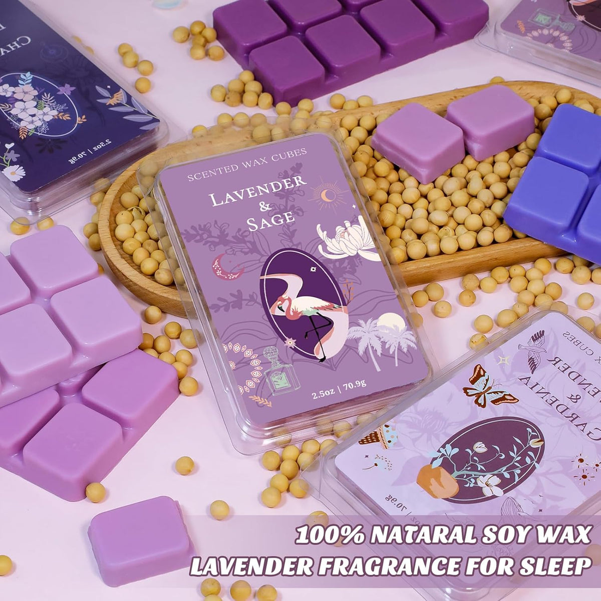 SCENTORINI Wax Melts, Wax Cubes Strong Scent, Long Lasting Lavender Scented for Sleep, Wax Melts