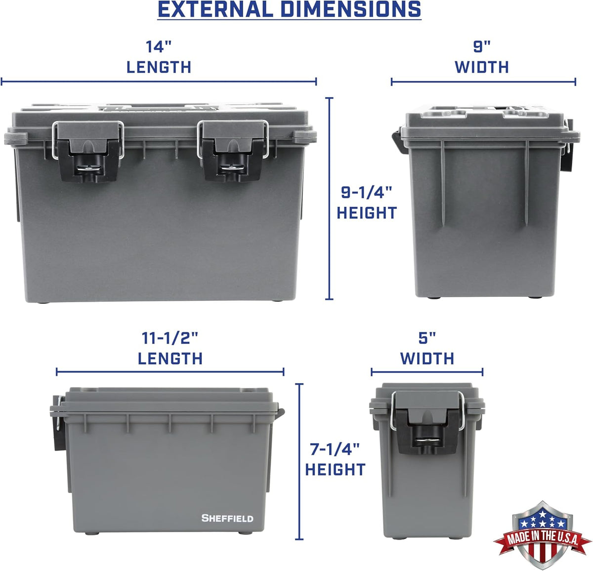 Sheffield 12755 Storage Bins With Lids, 2-Pack Stackable Storage Bins, Made in USA, Lockable and