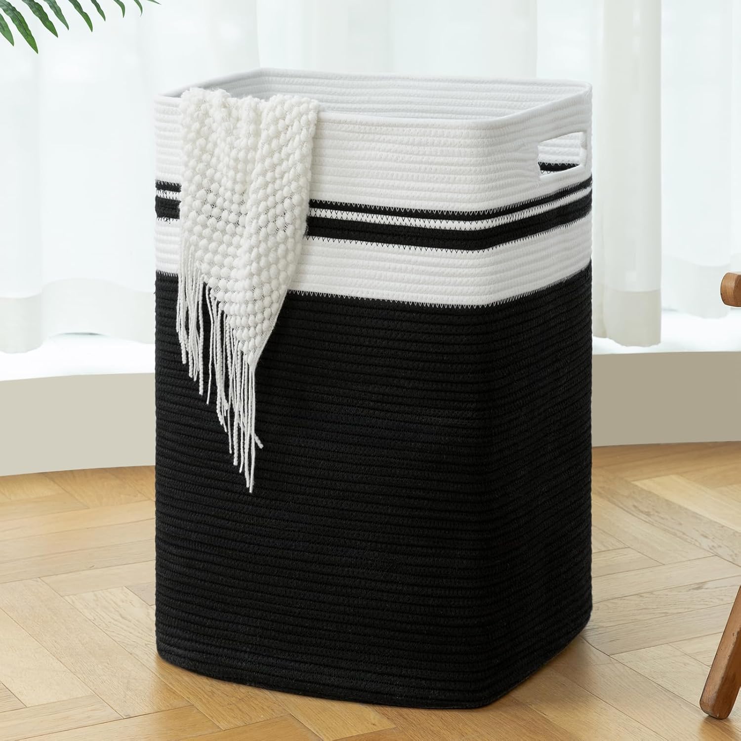 OIAHOMY 91L Laundry Hamper, XXXLarge Laundry Basket, Collapsible Cotton Rope Basket,Woven Storage