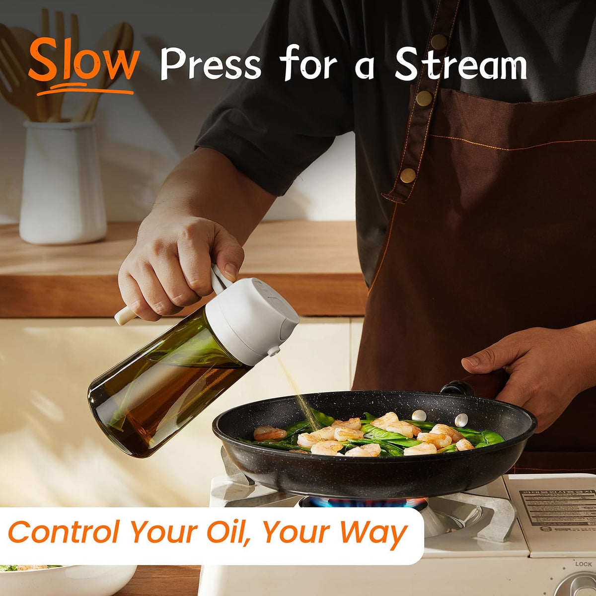 TrendPlain - Original 16oz/470ml Olive Oil Dispenser Bottle for Kitchen Gadgets and Air Fryer