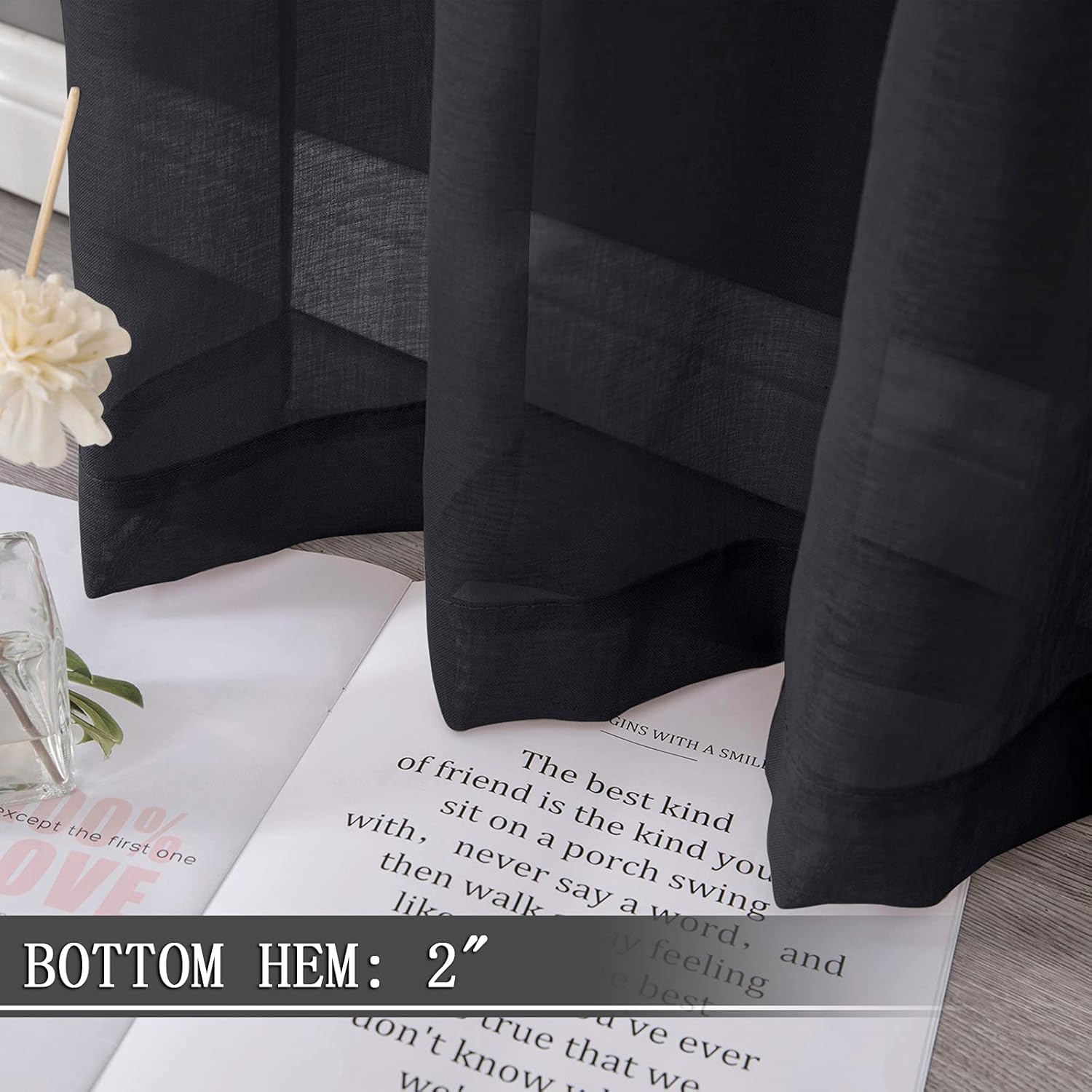 Tollpiz Short Sheer Tier Curtains Linen Textured Half Kitchen Curtain Sheers Light Filtering Rod