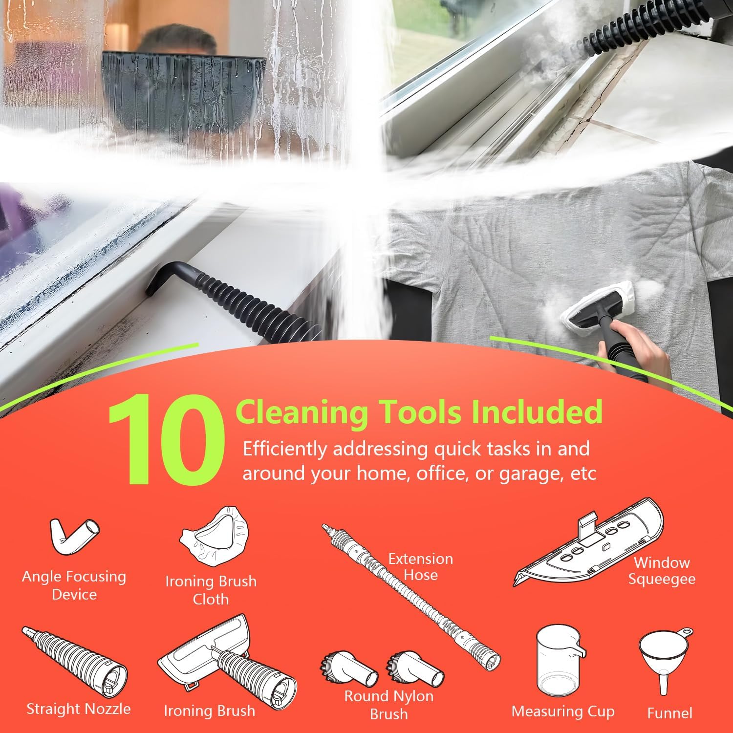 VeRosky Handheld Steam Cleaner, Pressurized Multi-Surface Steam Cleaner for Home Use with 10pcs
