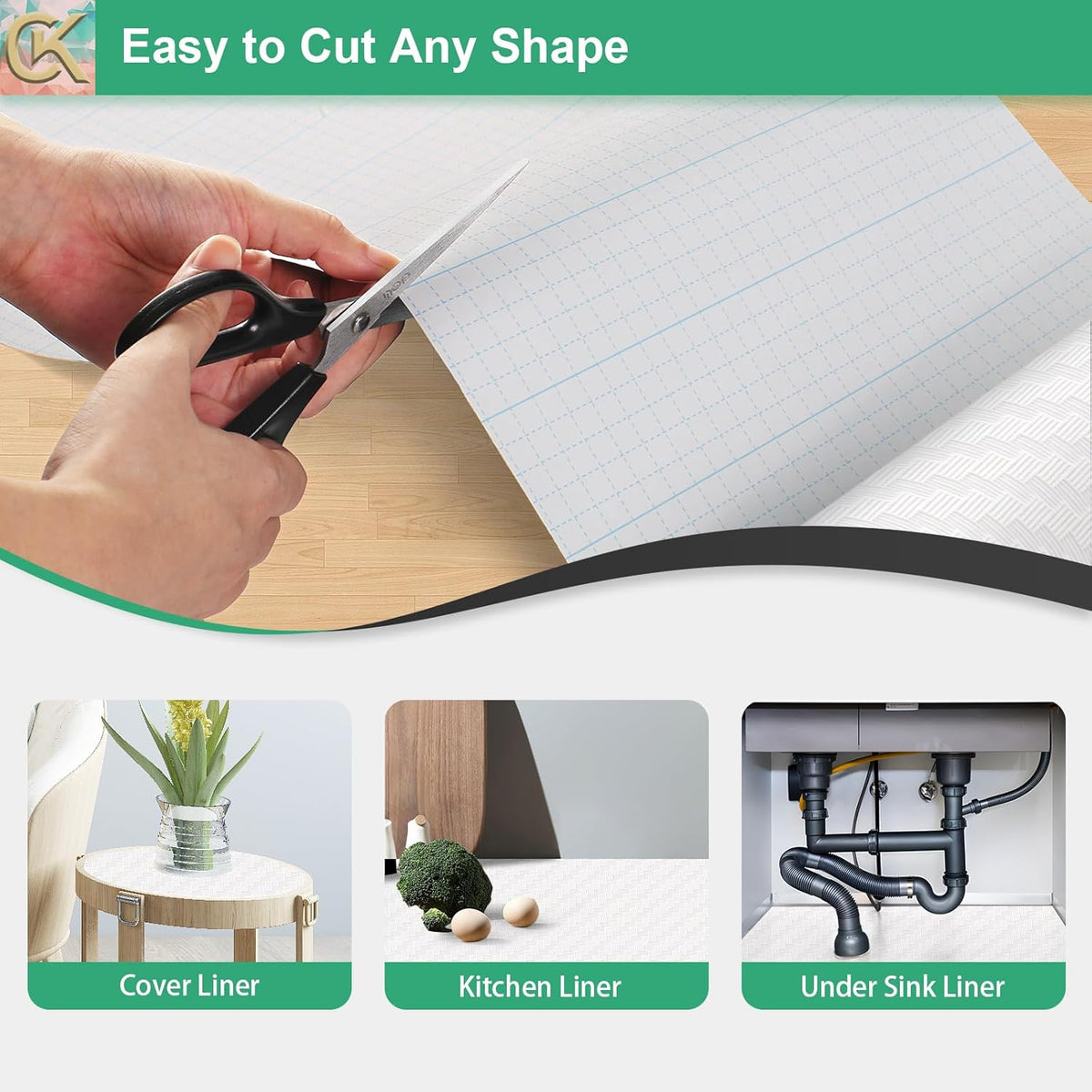 Self-Adhesive Shelf Liner Kitchen Liner, Waterproof Backed Paper Easy Peel and Stick Contact Liner