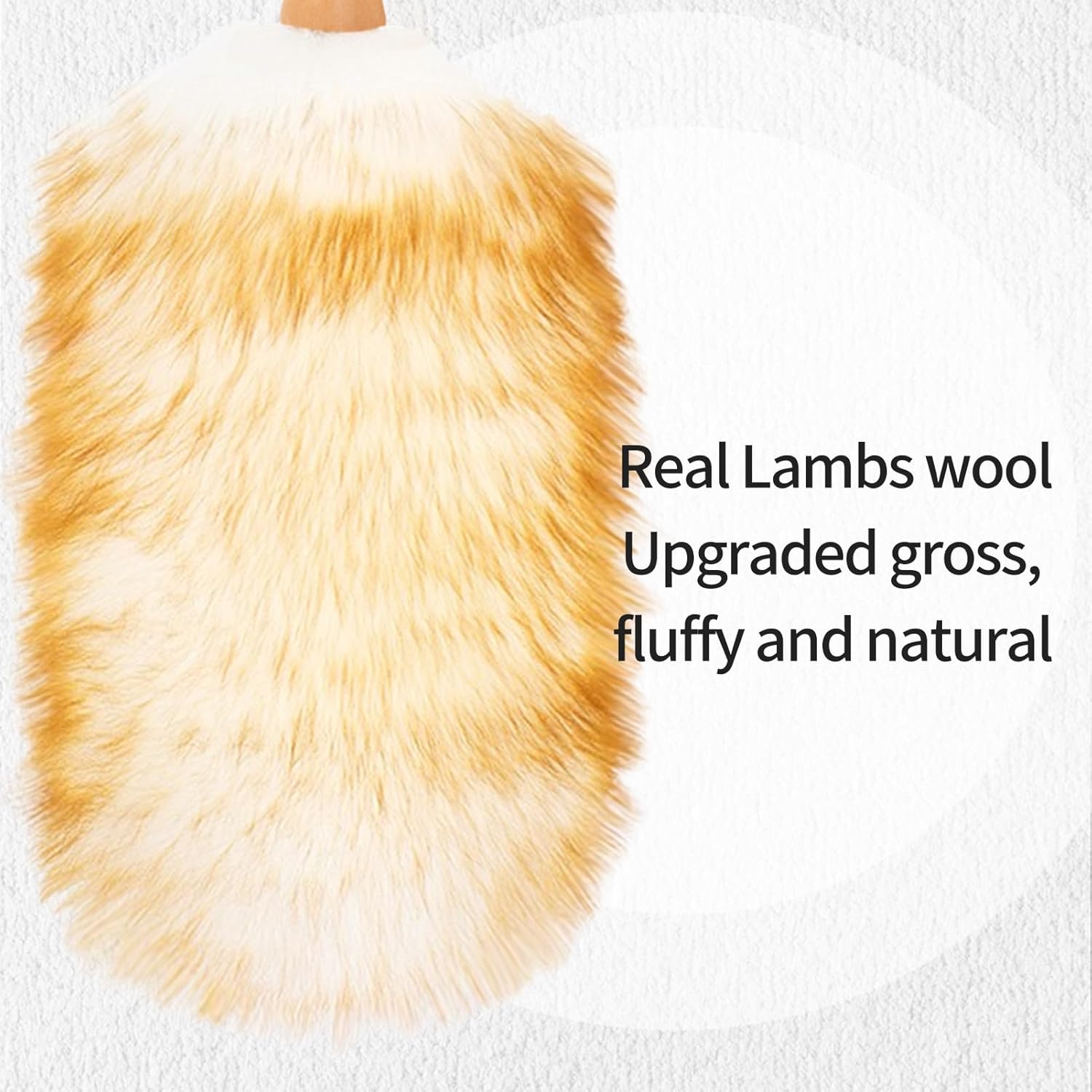 Lambswool Duster with Solid Wooden Handle,Leather Hang Strap,Comfortable Grips 19.6 inch Long