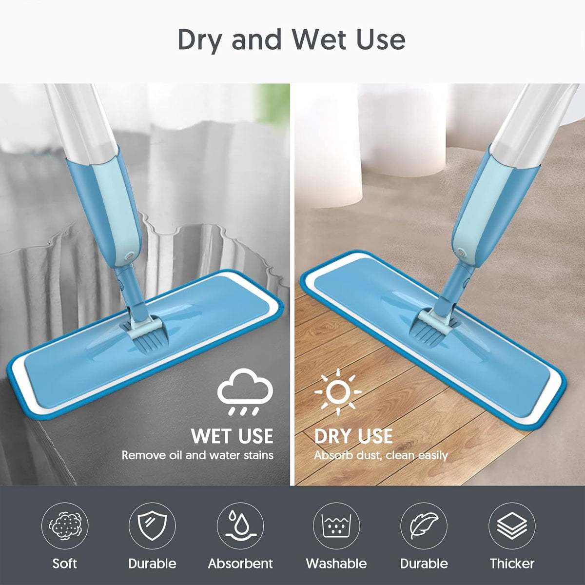 7 Count Reusable Microfiber Mop Pads for Swiffer PowerMop - MEXERRIS Microfiber Wet Pads Refills
