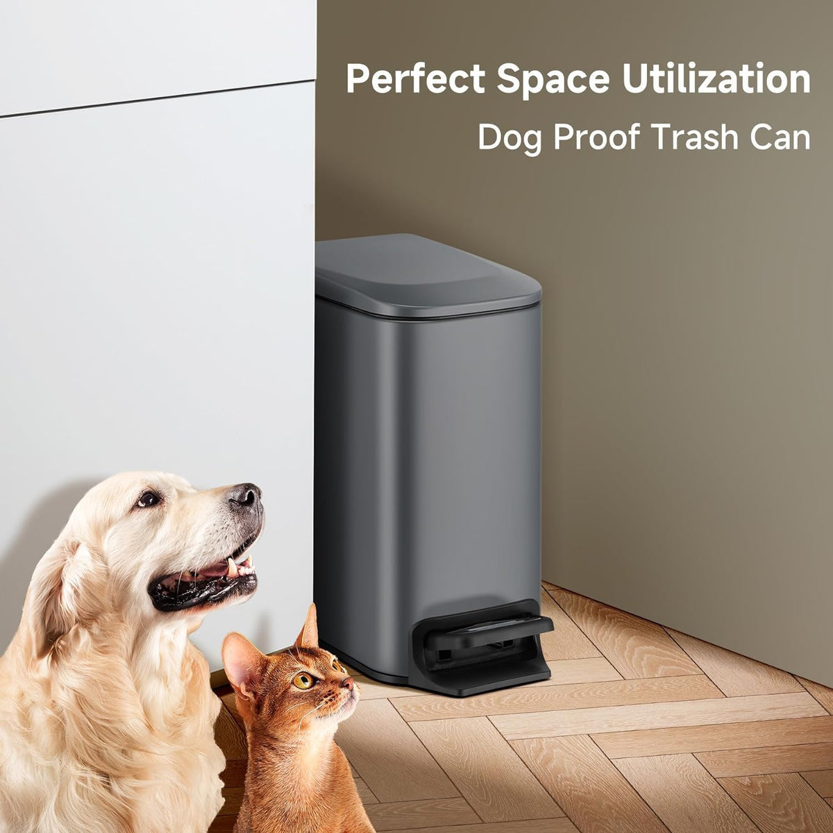 TIPGO Slim Bathroom Trash Can with Lid Soft Close, 6 Liter / 1.6 Gallon Stainless Steel Garbage Can