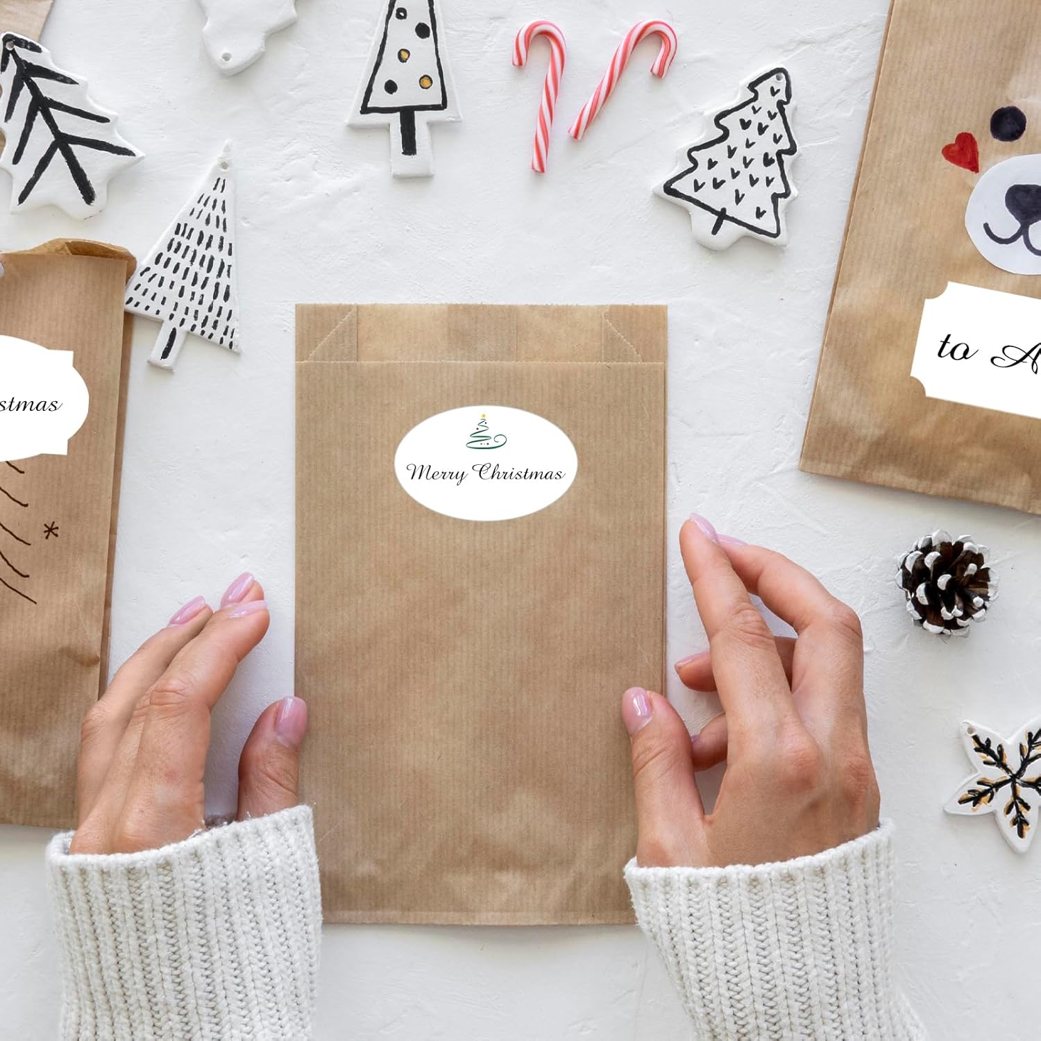 350 PCS Gift Tags Stickers Name Labels Stickers,2" x 1.2" Fancy Shape Stickers Self-Adhesive