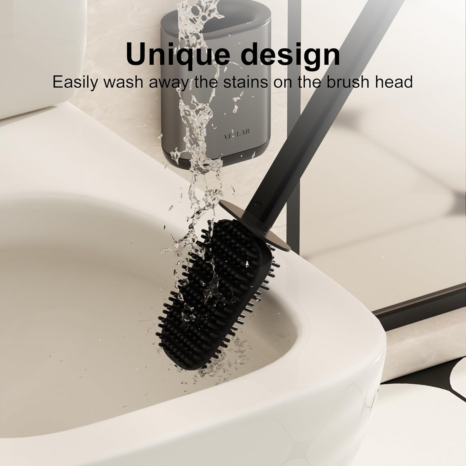 Toilet Brush and Holder Set - Wall Mounted Bathroom Scrub Brush, Toilet Bowl Brush and Plunger Set