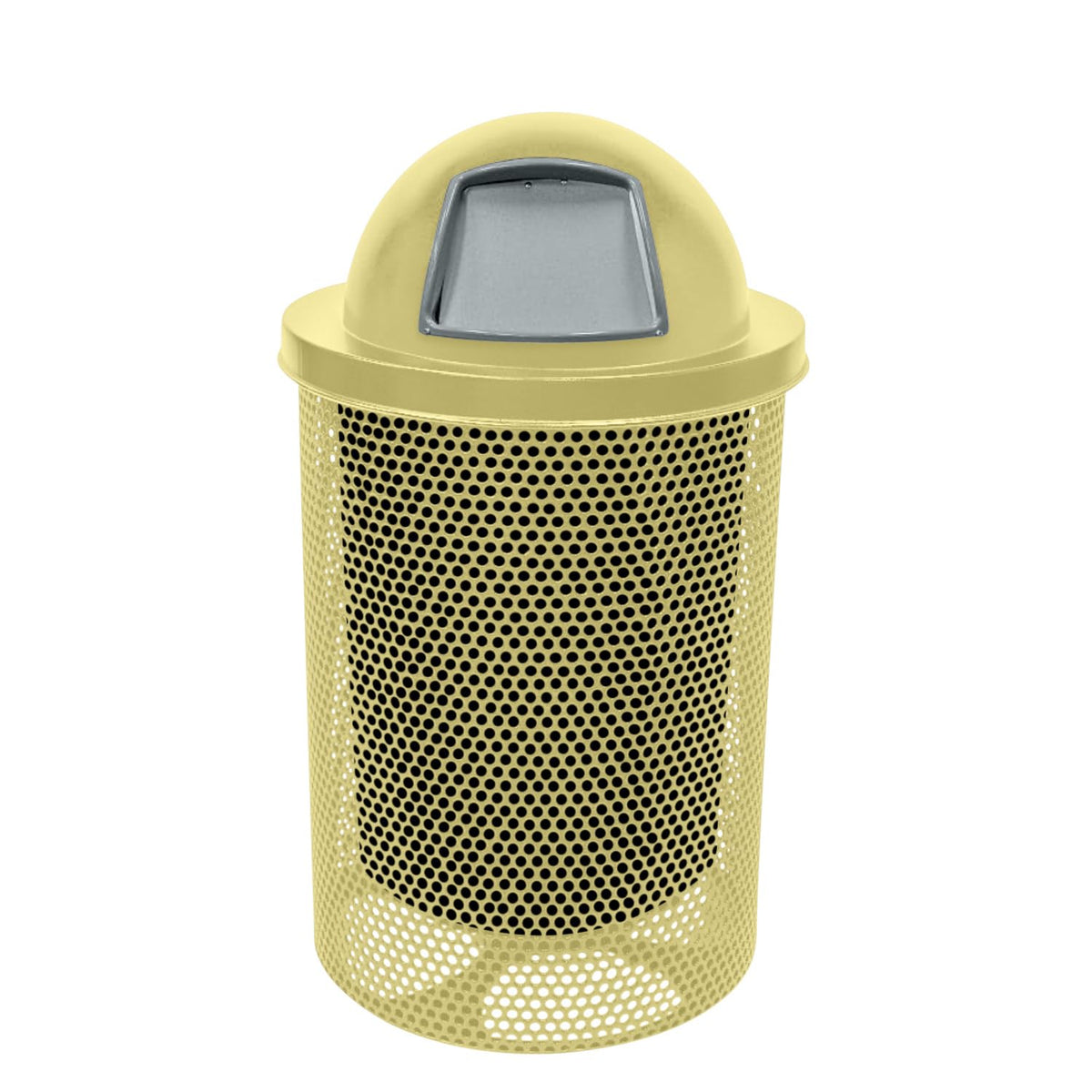 COATEDOUTDOORFURNITURE RDT-P-TXTSAND Heavy Duty Round Trash Receptacle with Dome Top, Liner