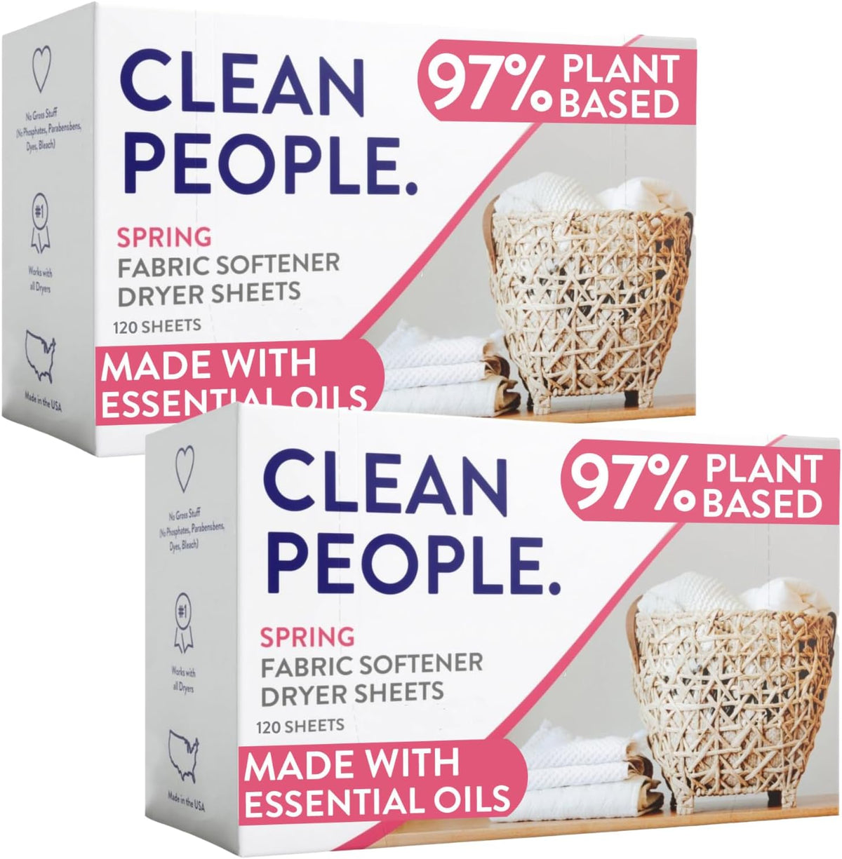 The Clean People Fabric Softener Sheets - Dryer Sheets - Softens & Removes Static Cling - Vegan