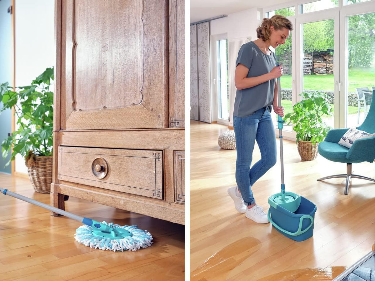 Leifheit Clean Twist Disc Mop Ergo Mop and Bucket, Floor Mop with Moisture-Controlled Spin Mop