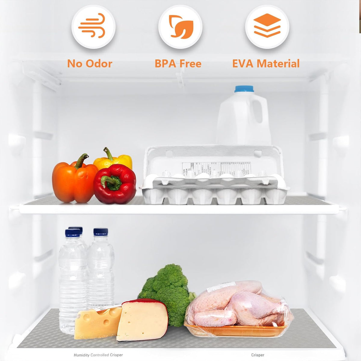 Light Gray Shelf Liners for Kitchen Cabinets Refrigerator Liners Waterproof & Oil-Proof Kitchen