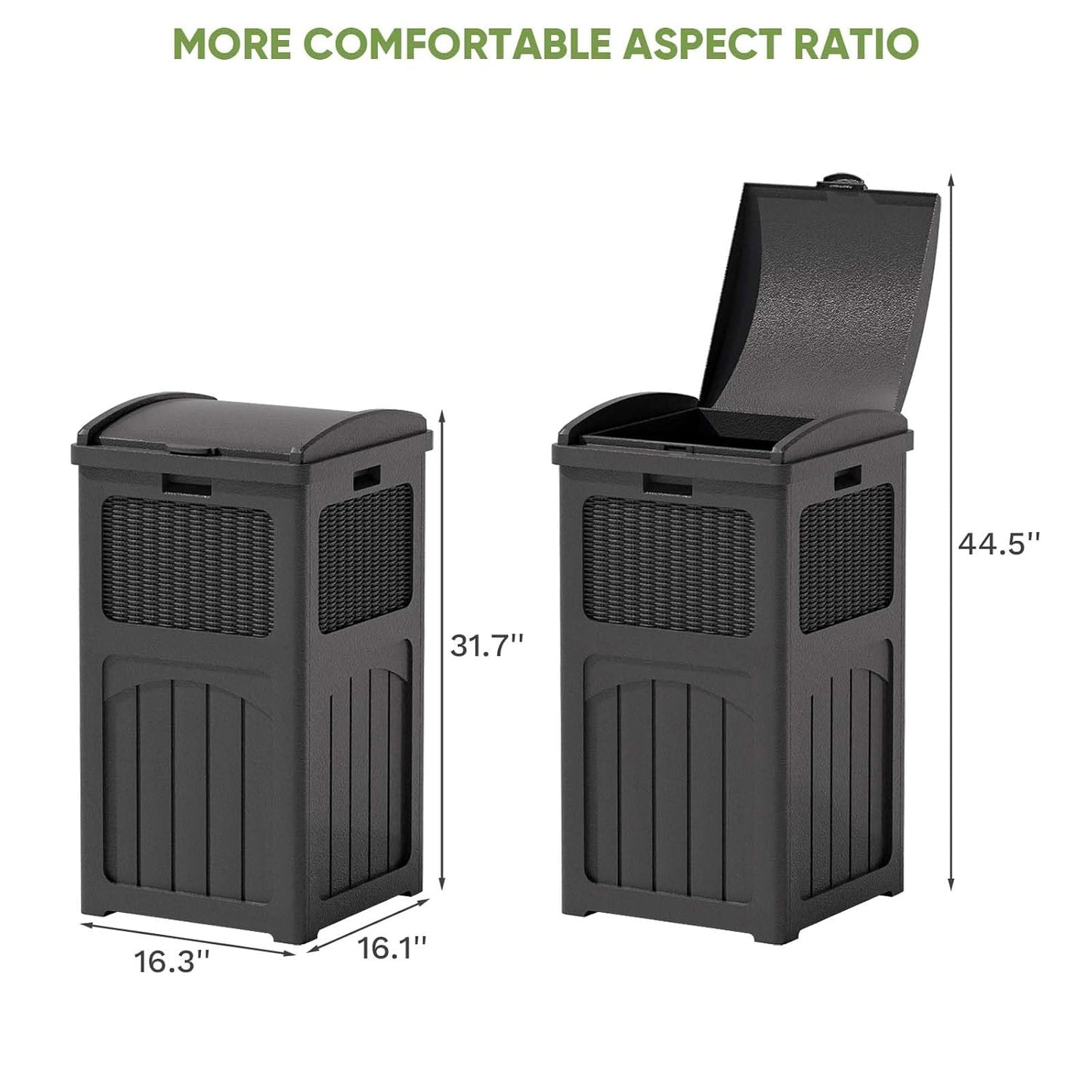 Patiowell 36 Gallon Outdoor Trash Can, Resin Outdoor Garbage Can with Lid for Patio, Backyard
