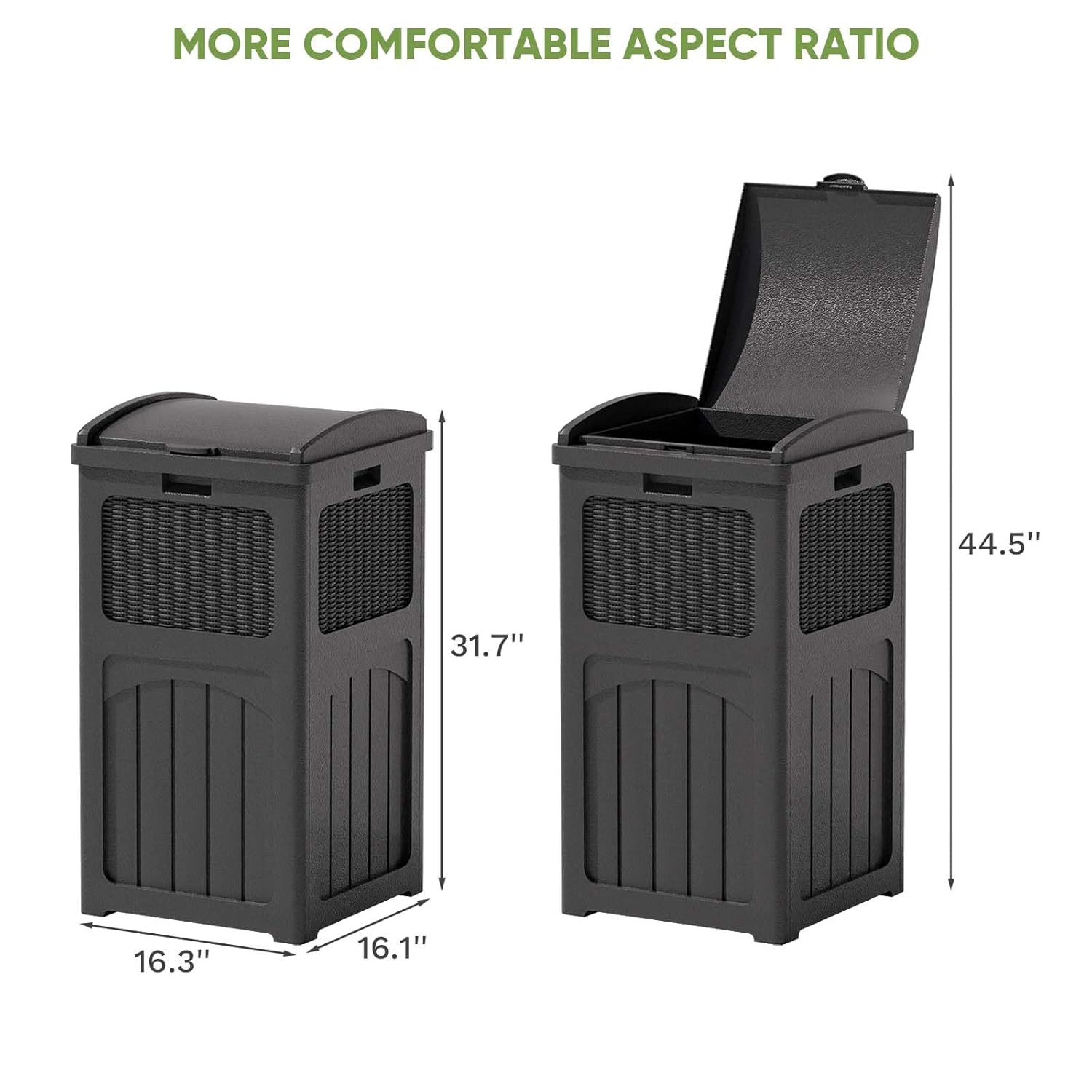Patiowell 36 Gallon Outdoor Trash Can, Resin Outdoor Garbage Can with Lid for Patio, Backyard