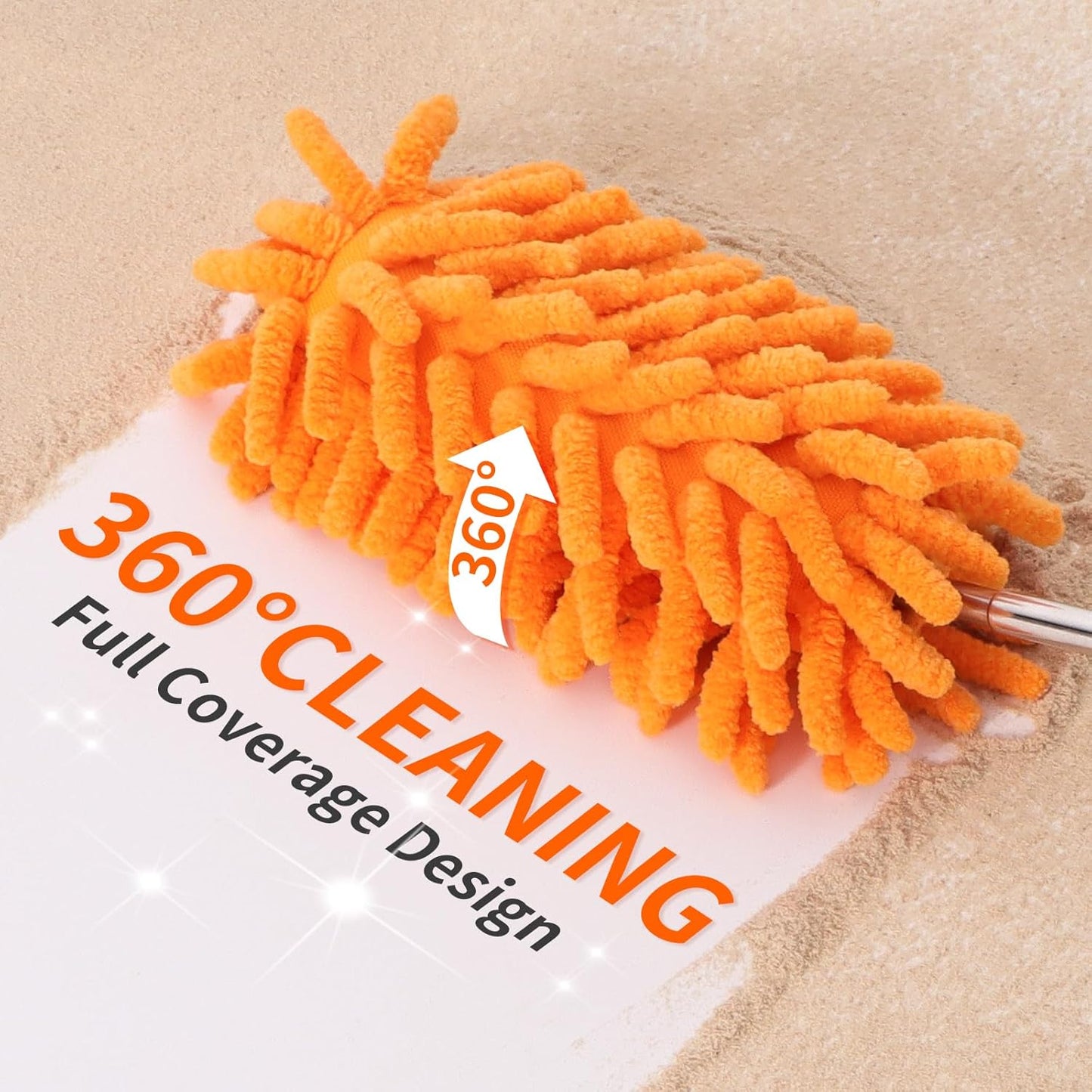Mini Duster for Cleaning, 360° Bendable Hand Dusters with Extension Pole, Washable Small Duster for