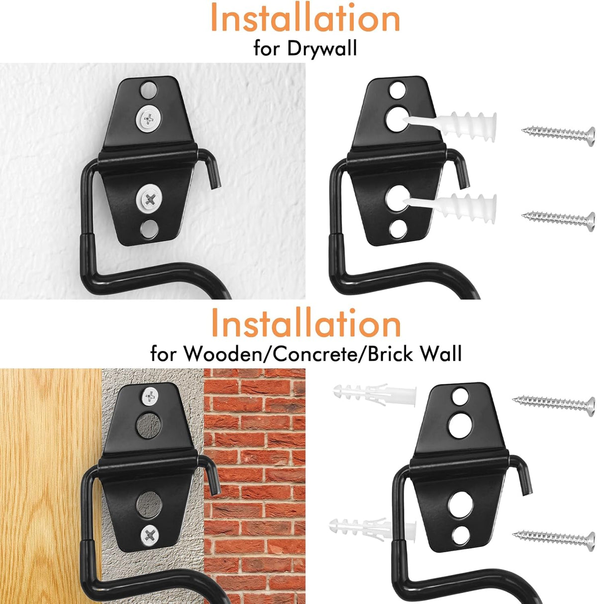 LIGHT DUST Broom Holder Wall Mount - 12 Pack Tool Hangers Garage Wall Hanging Organizer - Heavy