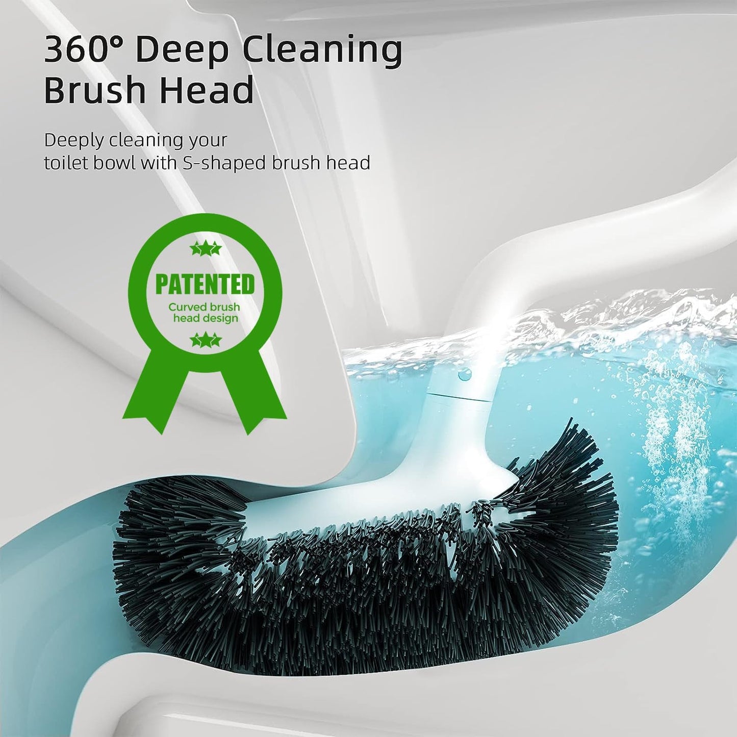 HAMITOR Toilet Bowl Brush Holder Set: Bathroom Deep Cleaning Toilet Cleaner Scrubber Under Rim with