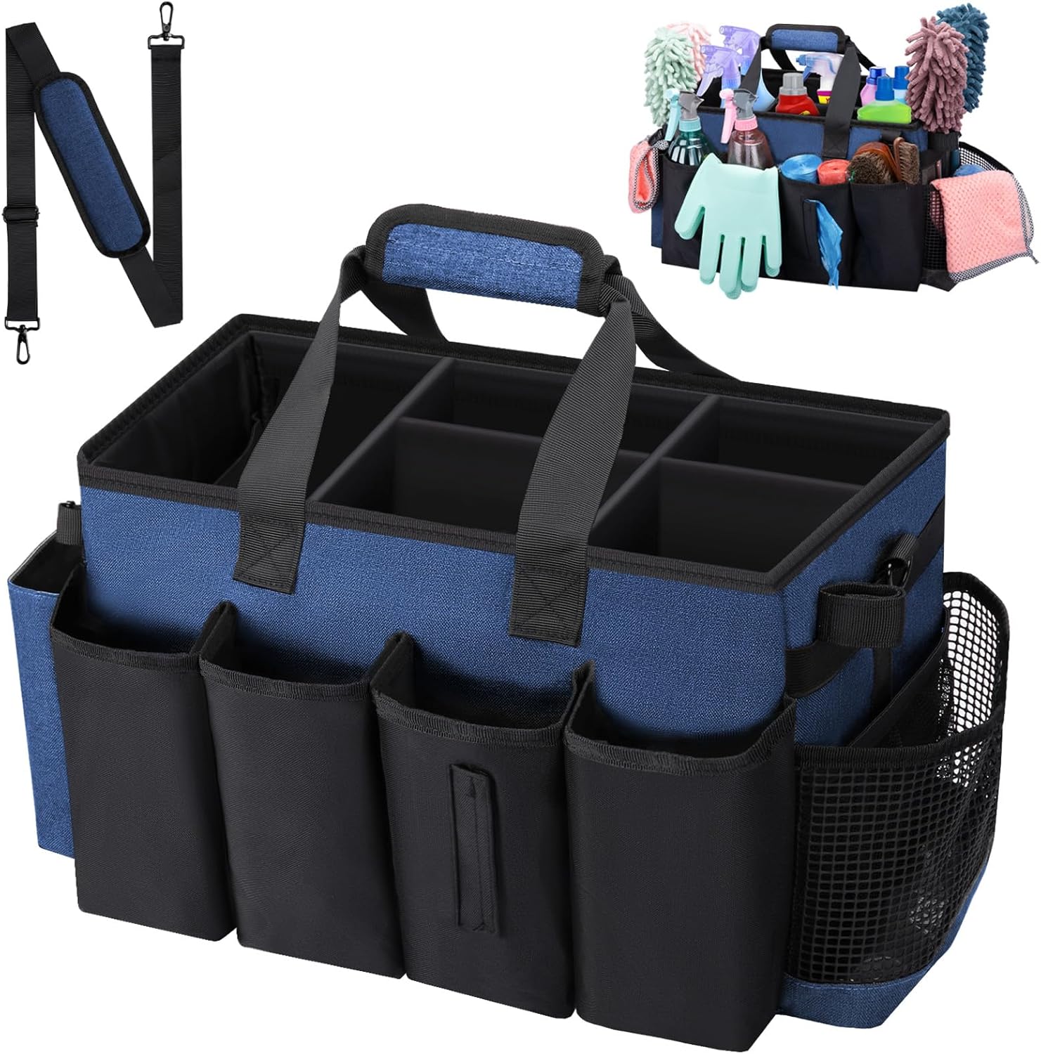 Wearable Large Cleaning Caddy Bag for Housekeeper, Clean Supply Organizer with Adjustable Shoulder