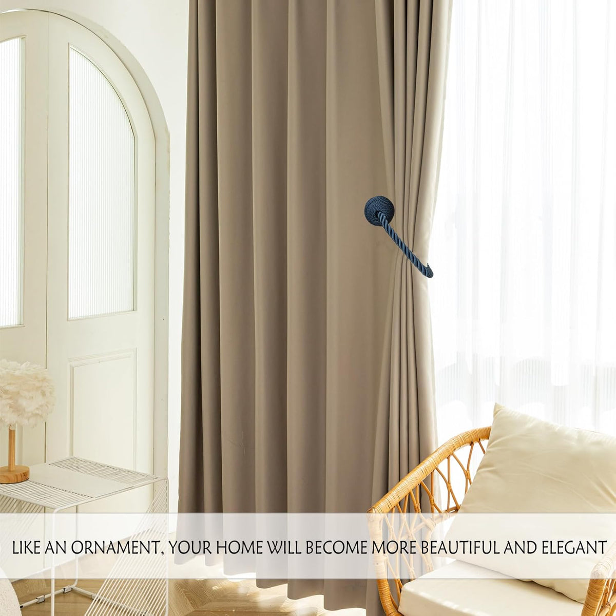 Magnetic Curtain Tiebacks Rope Curtain Tie Backs for Curtains 8 Pack Curtain Holders for Drapes