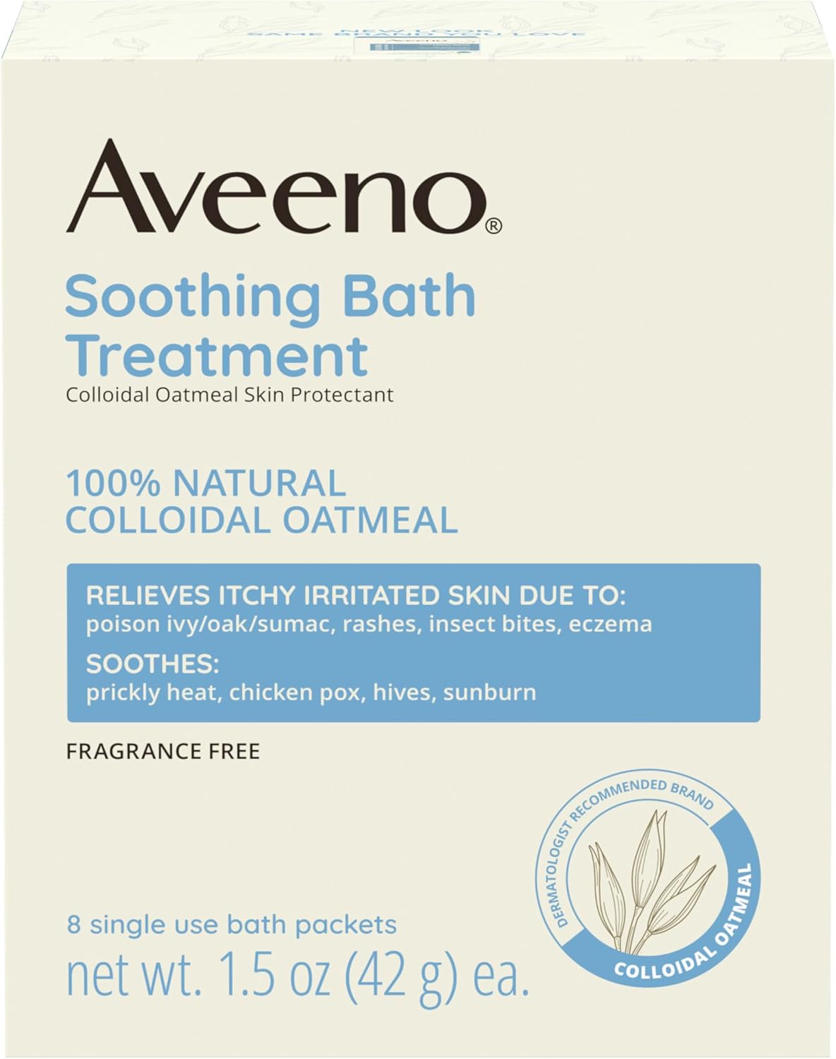 Aveeno Fragrance-Free Soothing Bath Treatment & Soak for Soothing Relief, 100% Natural Colloidal