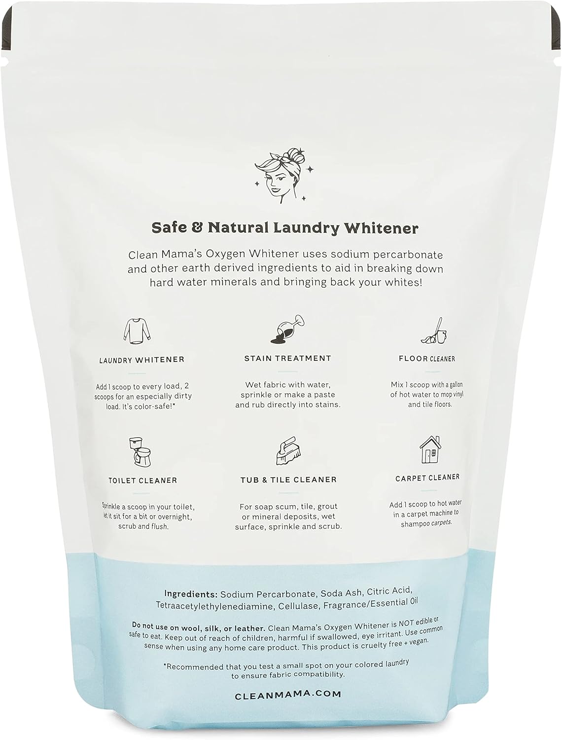 Clean Mama Natural Oxygen Whitener and Stain Remover - Color-Safe Natural Bleach Alternative
