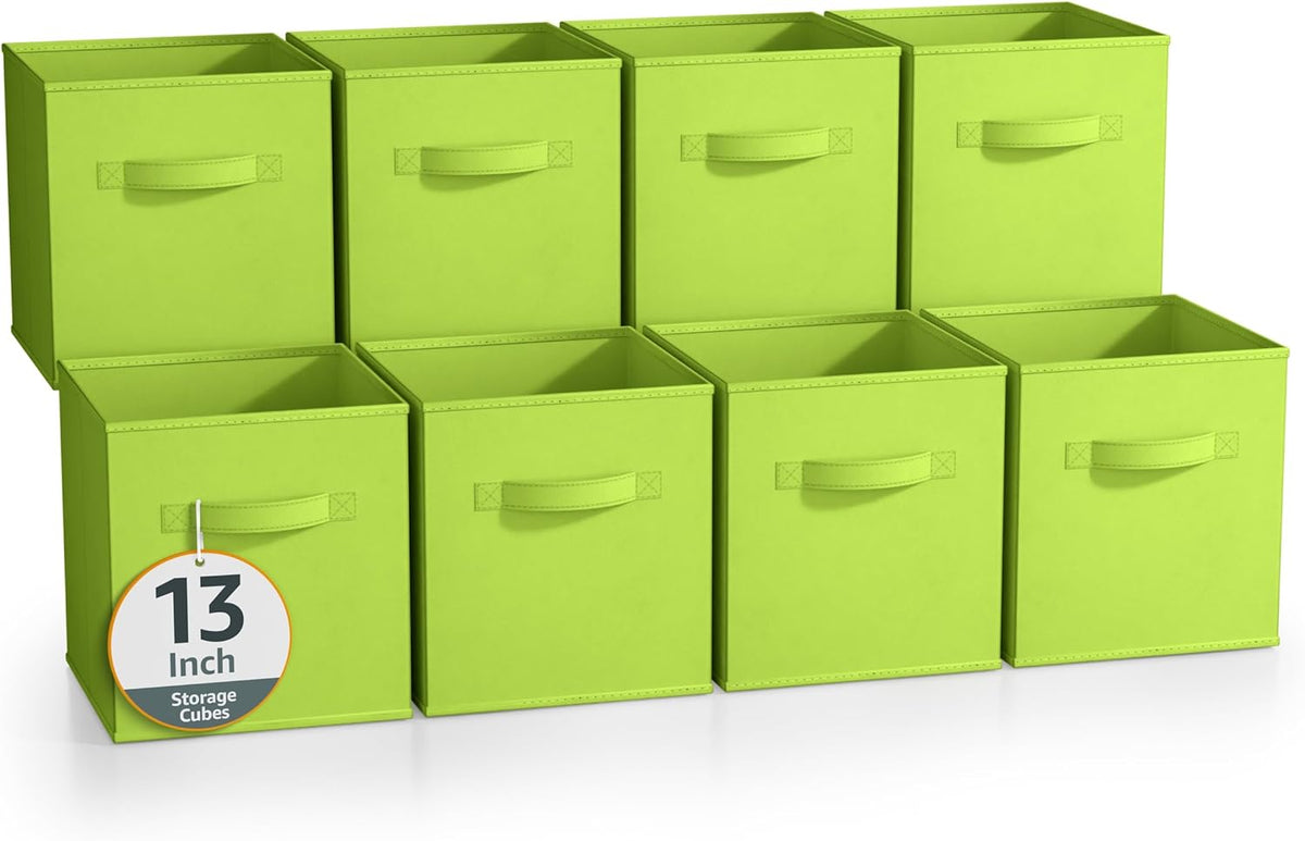 Sorbus 13 Inch Storage Bins - Sturdy Collapsible Fabric Storage Cubes with Handle - 8 Foldable