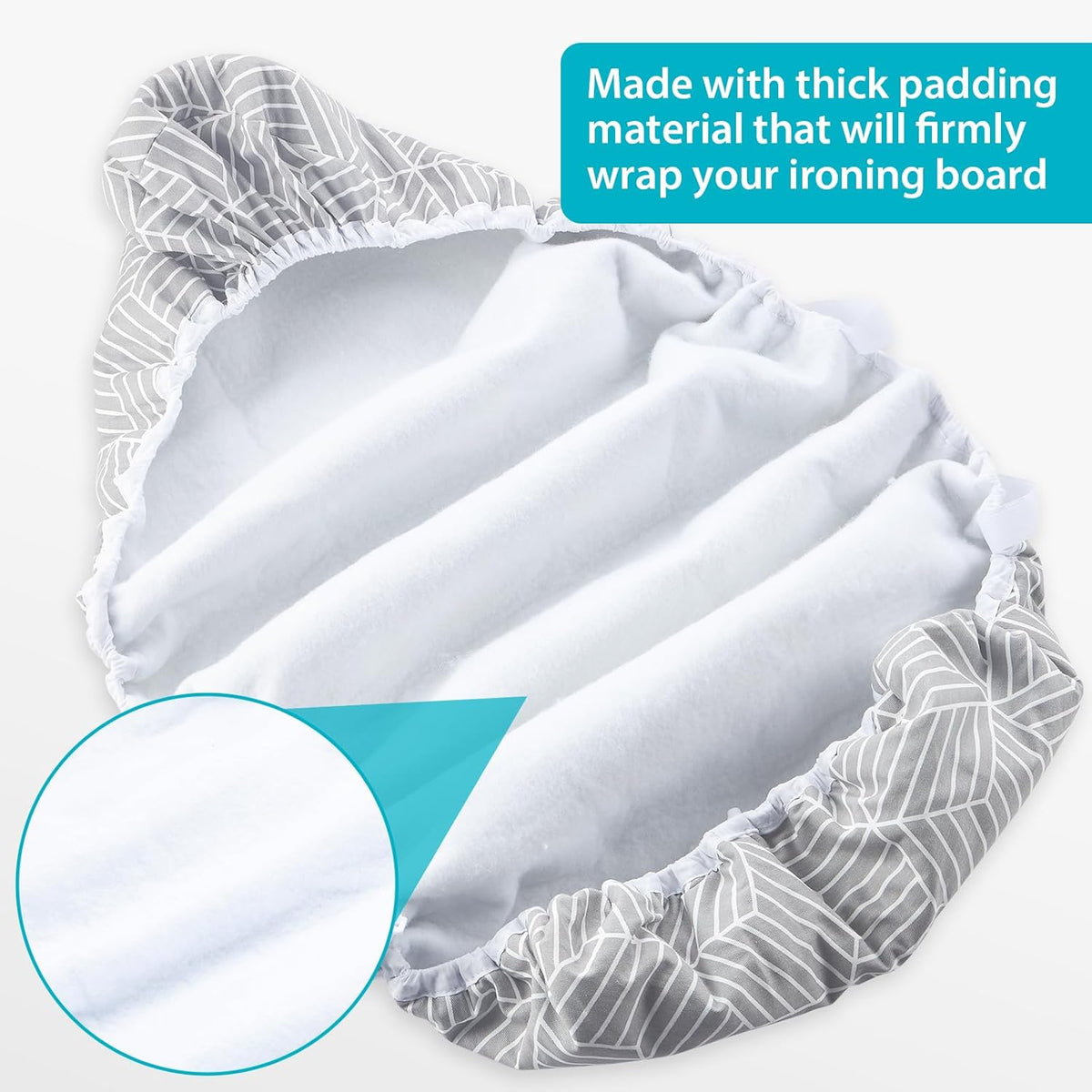 Wide Ironing Board Cover with Padding 18 x 49 inch Heat Reflective with Hook and Loop Fasteners