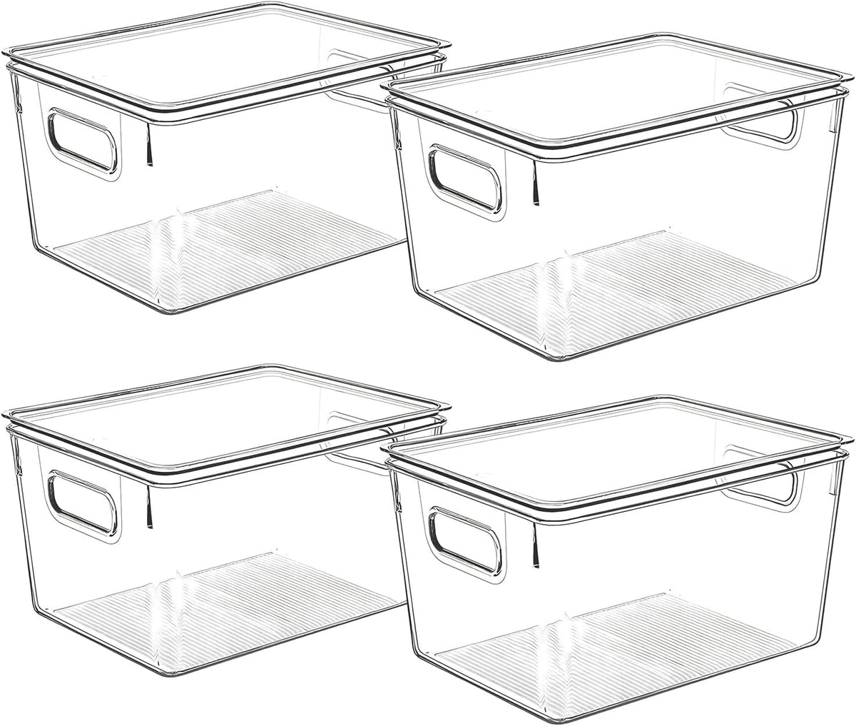 Clear Plastic Storage Bins with Lids, Perfect for Kitchen Organization or Pantry Organization and