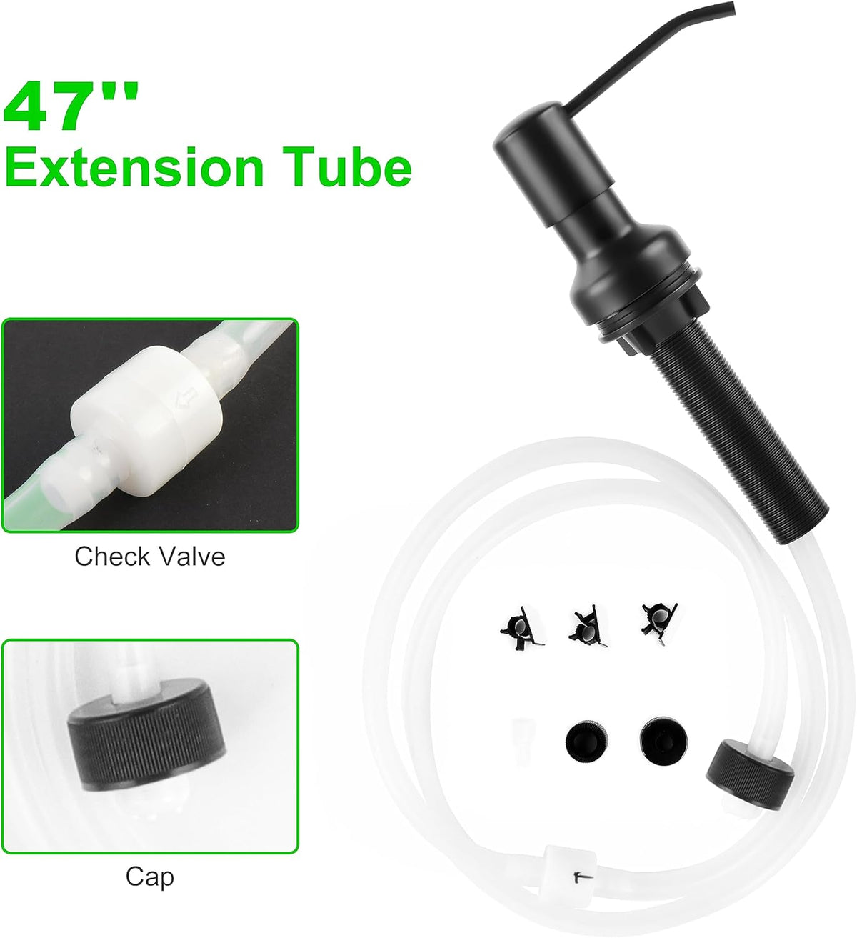 Soap Dispenser for Kitchen Sink, Sink Soap Dispenser with Longer Threaded Shaft Shank, 47"