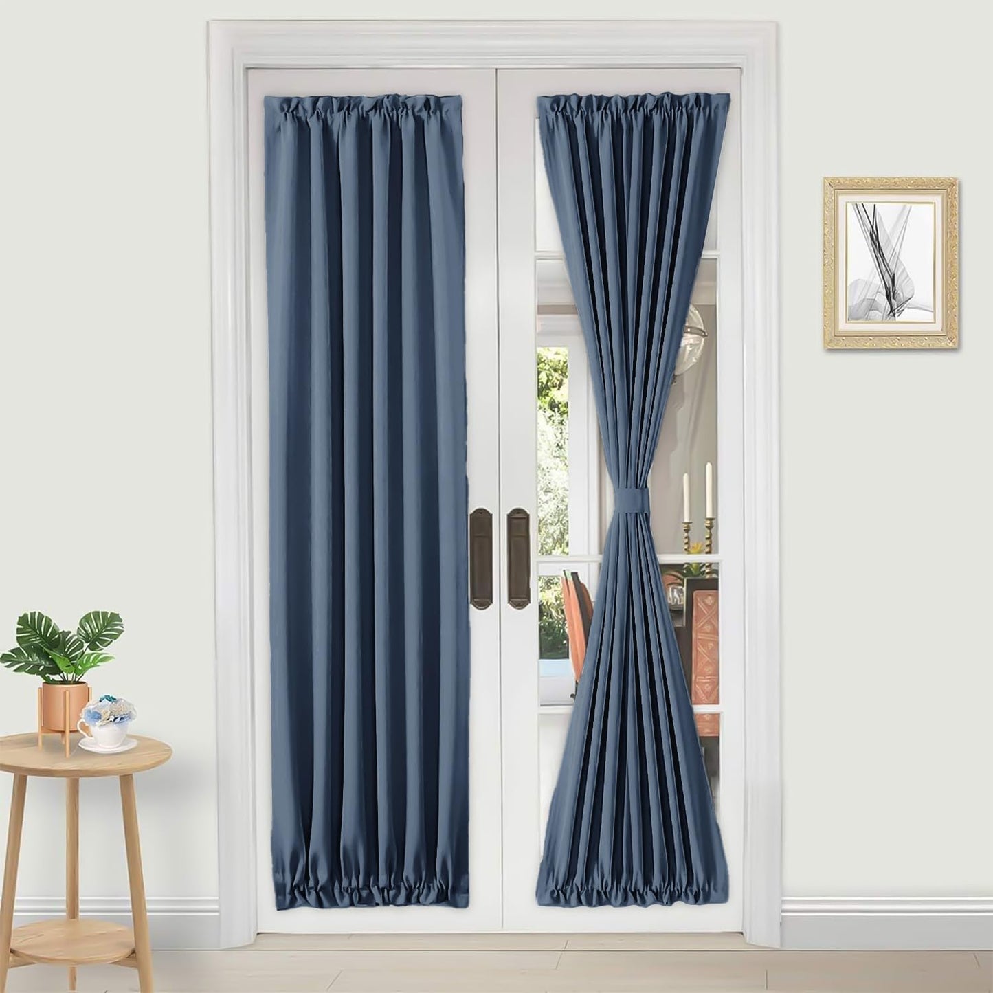 DWCN French Door Curtains – Rod Pocket Thermal Blackout Curtain for Doors with Glass Window
