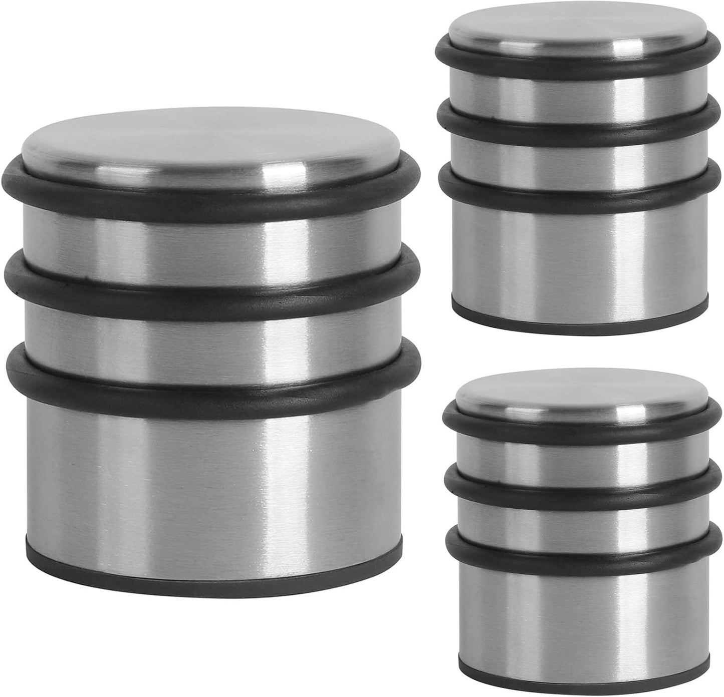 KINJOEK 3 PCS Heavy Weight Door Stopper, No DrillStainless Steel Door Stop with Protective Rubber