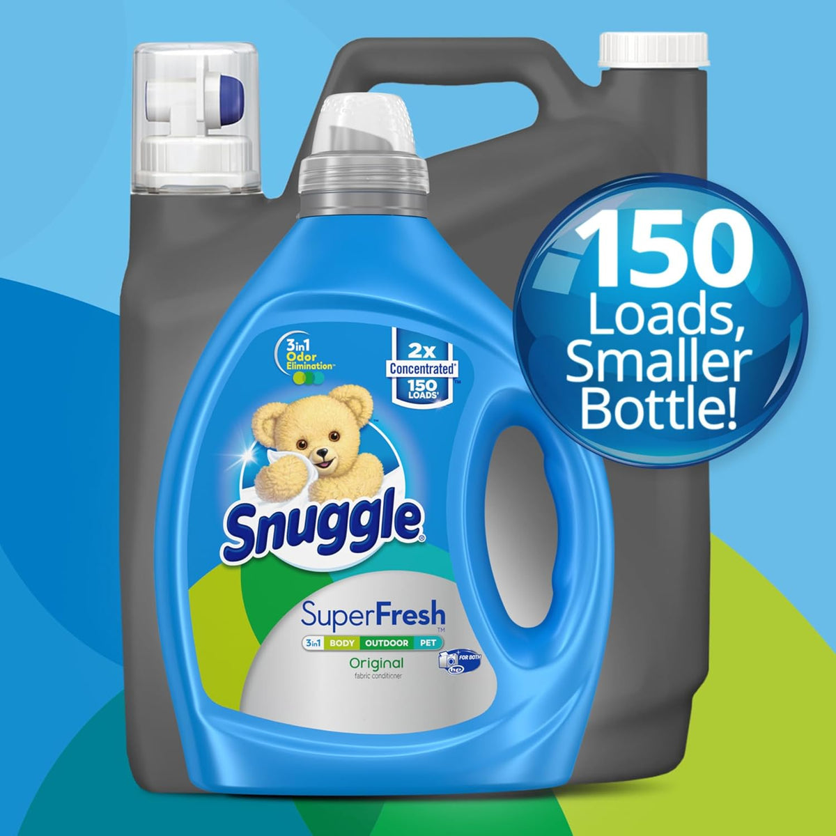 Snuggle Liquid Fabric Softener, SuperFresh Original, Eliminates Tough Odors, 2X Concentrated, 150