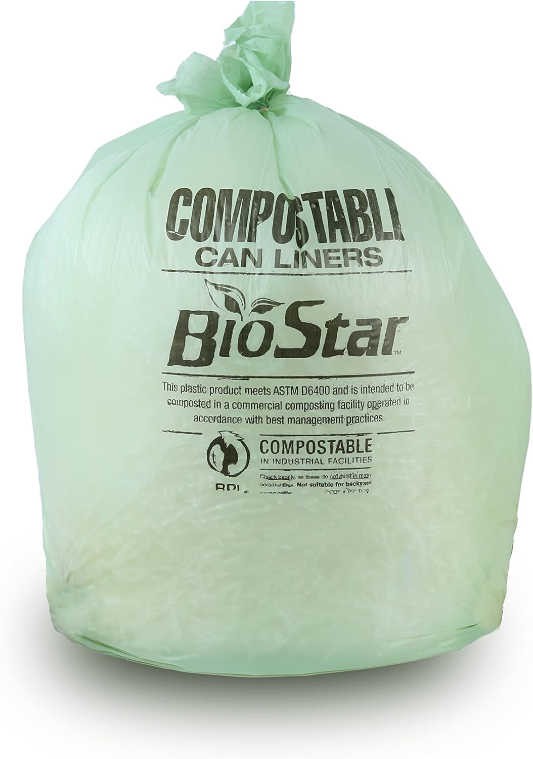 Plasticplace 12-16 Gallon Compostable Trash Bags │ 1Mil │ Green Tint Garbage Can Liners │ 24” x 33”