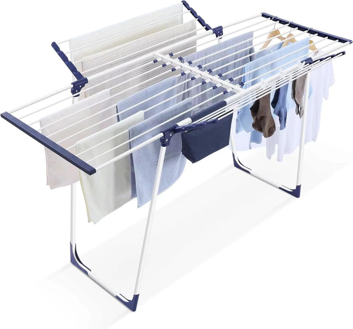 APEXCHASER Clothes Drying Rack, Foldable Gullwing Laundry Rack for Indoor Outdoor, 10pcs Clips with