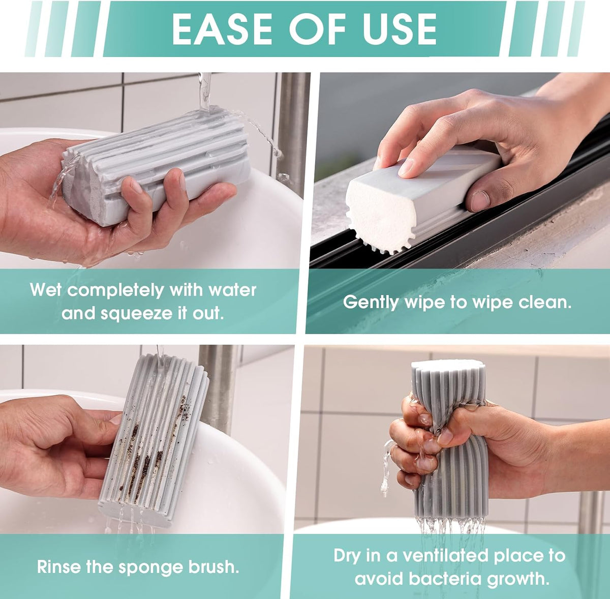 4 Pack Damp Dusting Sponge Duster, Grey Dust Cleaning Sponge, Reusable Household Cleaning Sponge