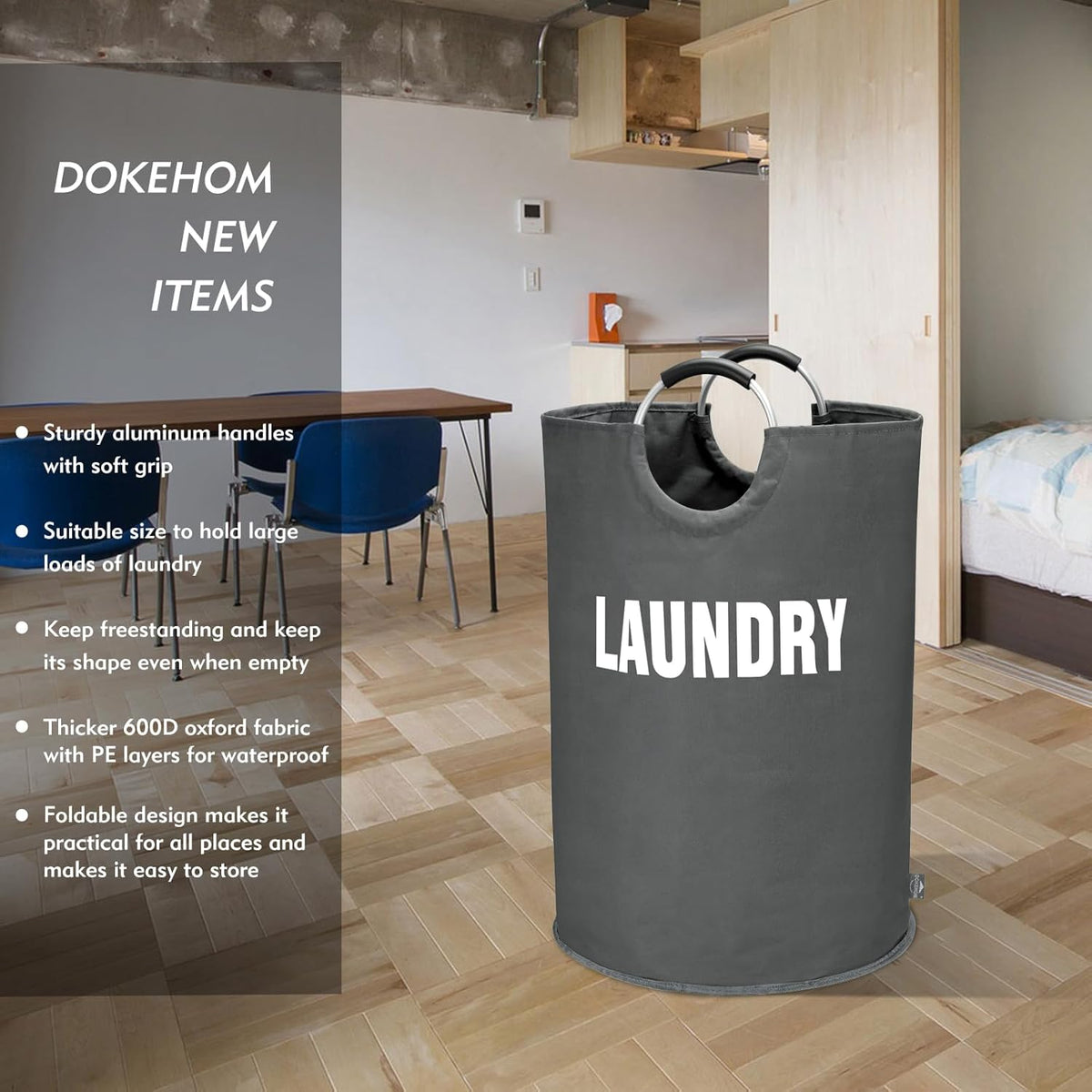 DOKEHOM 160L XX-Large Laundry Basket (7 Colors), Collapsible Laundry Bag, Foldable Laundry Hamper