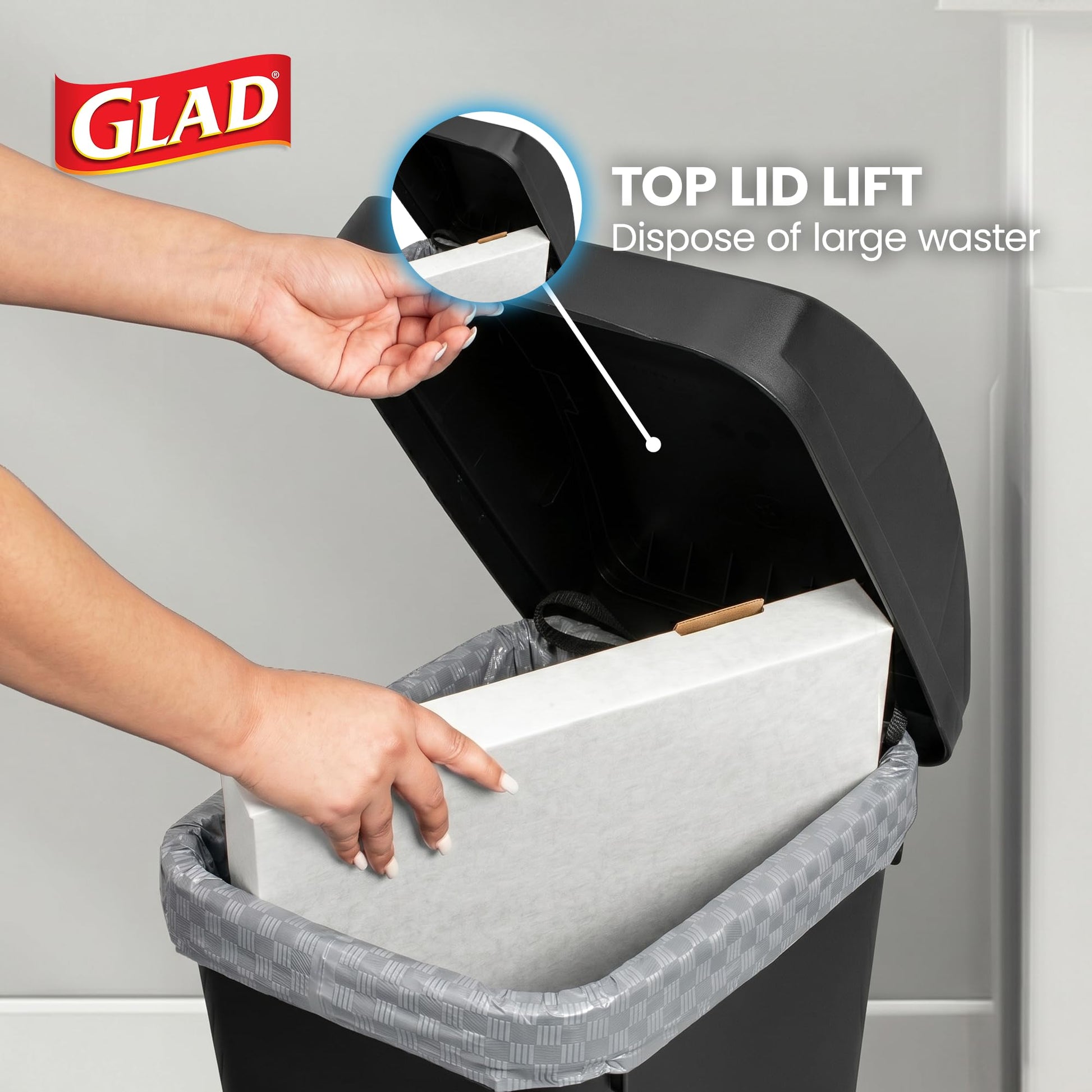 Glad Trash Can with Clorox Odor Protection | Linkable, 12 Gallon, Black