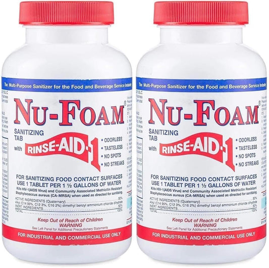 Nu-Foam Sanitizing Tablets for Bar Glassware – Superior Rinse Aid - Hand Washing Bar, Tavern