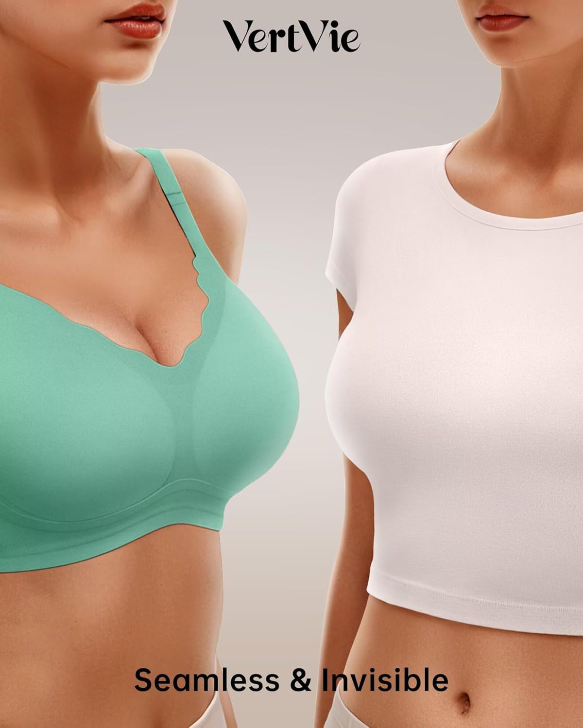 Vertvie Womens Seamless Bras No Underwire Supportive Wireless Push Up Full Coverage Bralette