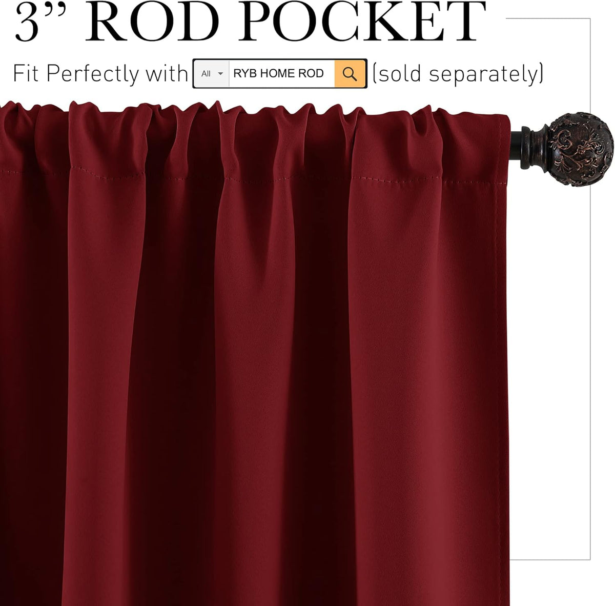 RYB HOME Blackout Curtains 84 inches Long 2 Panels Set for Living Room, Thermal Insulating Privacy
