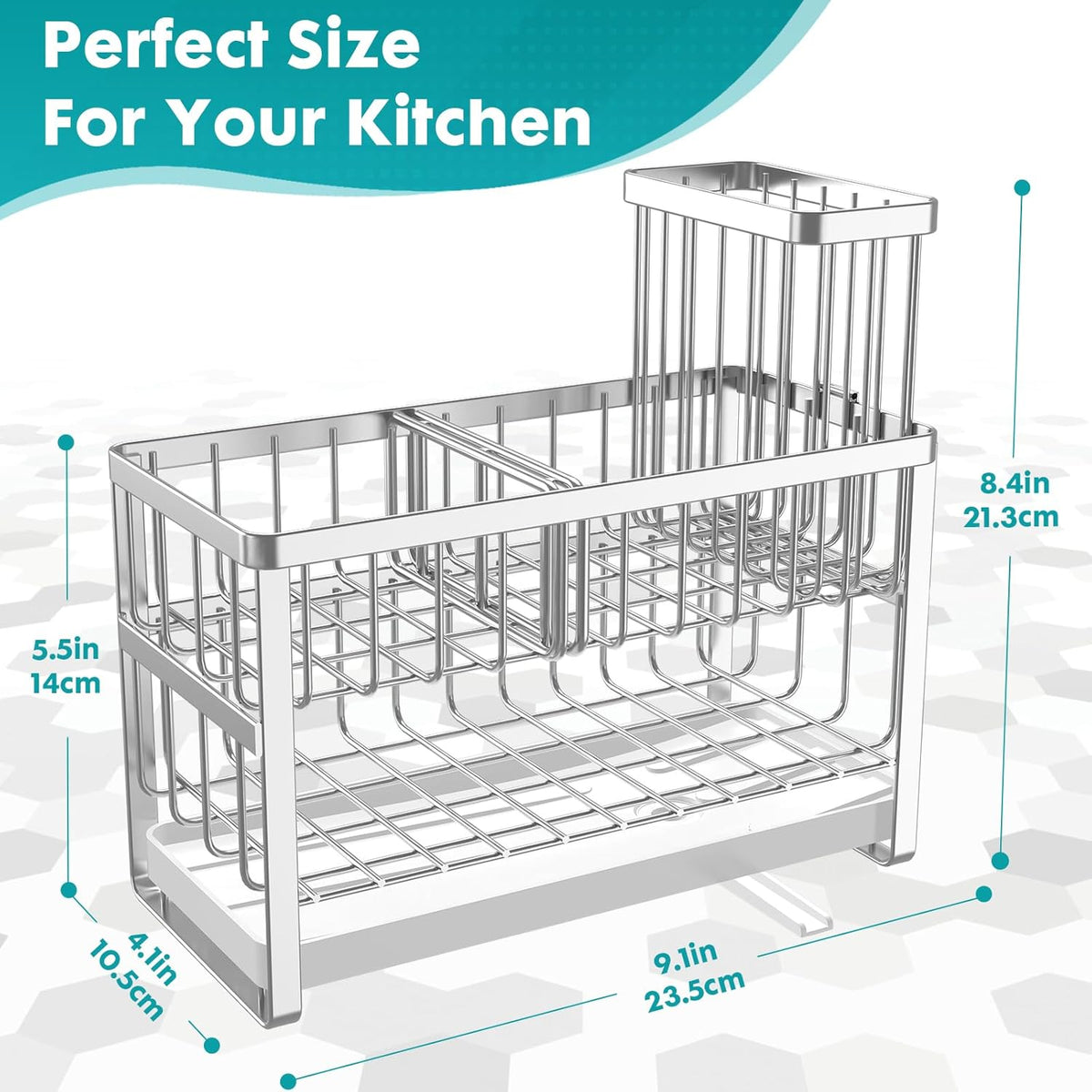 Sinnsally Kitchen Sponge Holder,2 Tier Sink Caddy Organizer with High Brush Holder,Stainless Steel
