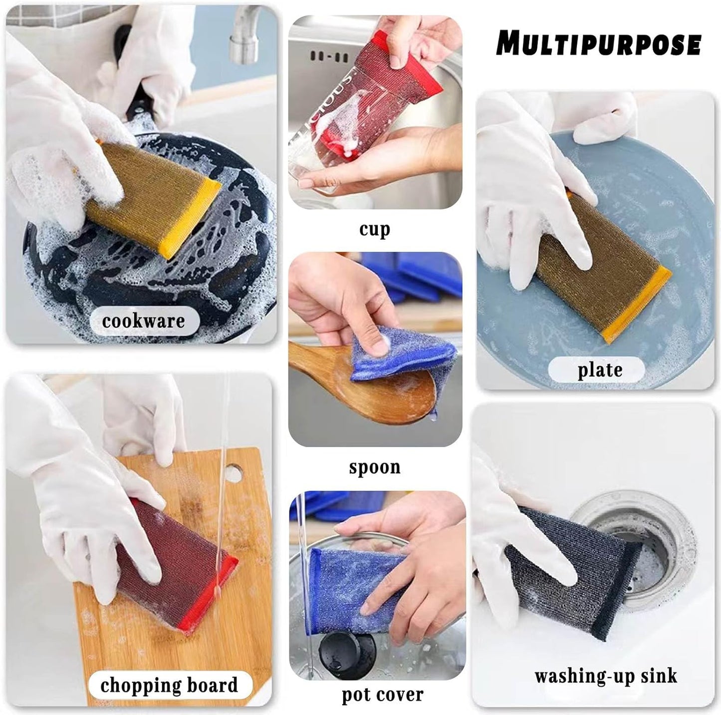 Steel Wool Scrubber Kitchen Sponges - Kitchen Dish Sponges Scrubbers, Non-Scratch Microfiber