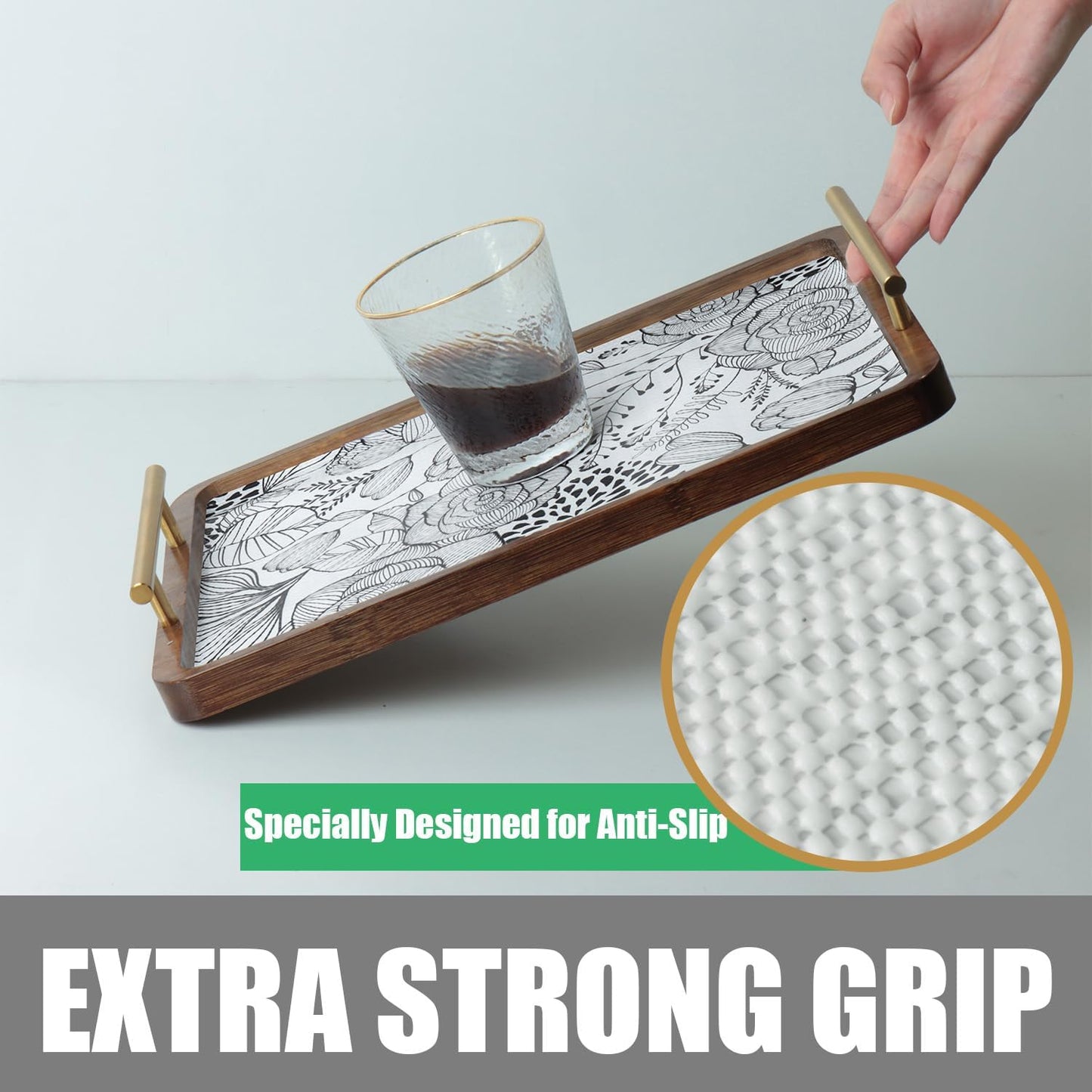 Shelf and Drawer Liner for Kitchen Cabinets, Non-Adhesive and Strong Non-Slip Floral Shelf Cabinet