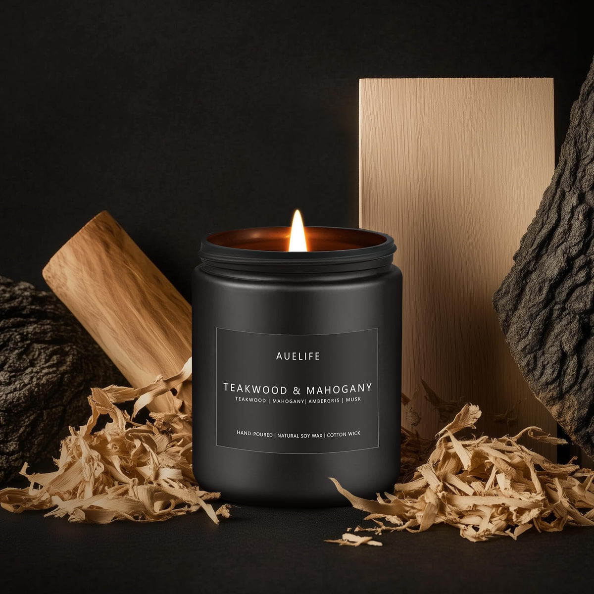 Teakwood & Mahogany Candle | Masculine Candles for Men, Gifts for Men - Soy Candle for Home Scented