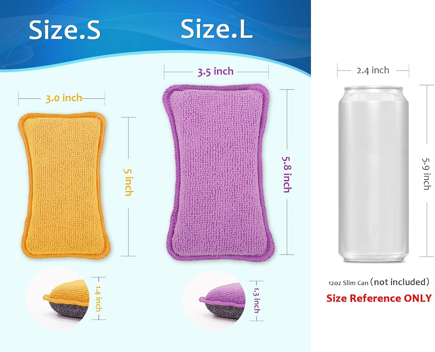 UPSTAR Kitchen Sponges for Dishes, Microfiber Cleaning Scrubber, Non-Scratch Scrubbies for