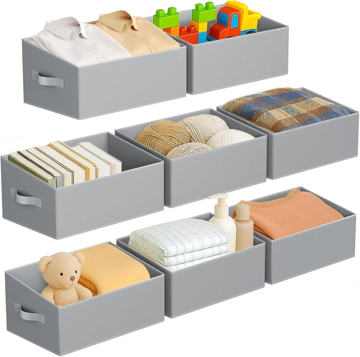 DIMJ Large Closet Storage Bins 8 Pack - Fabric Trapezoid Closet Organizer Bin, Foldable Storage