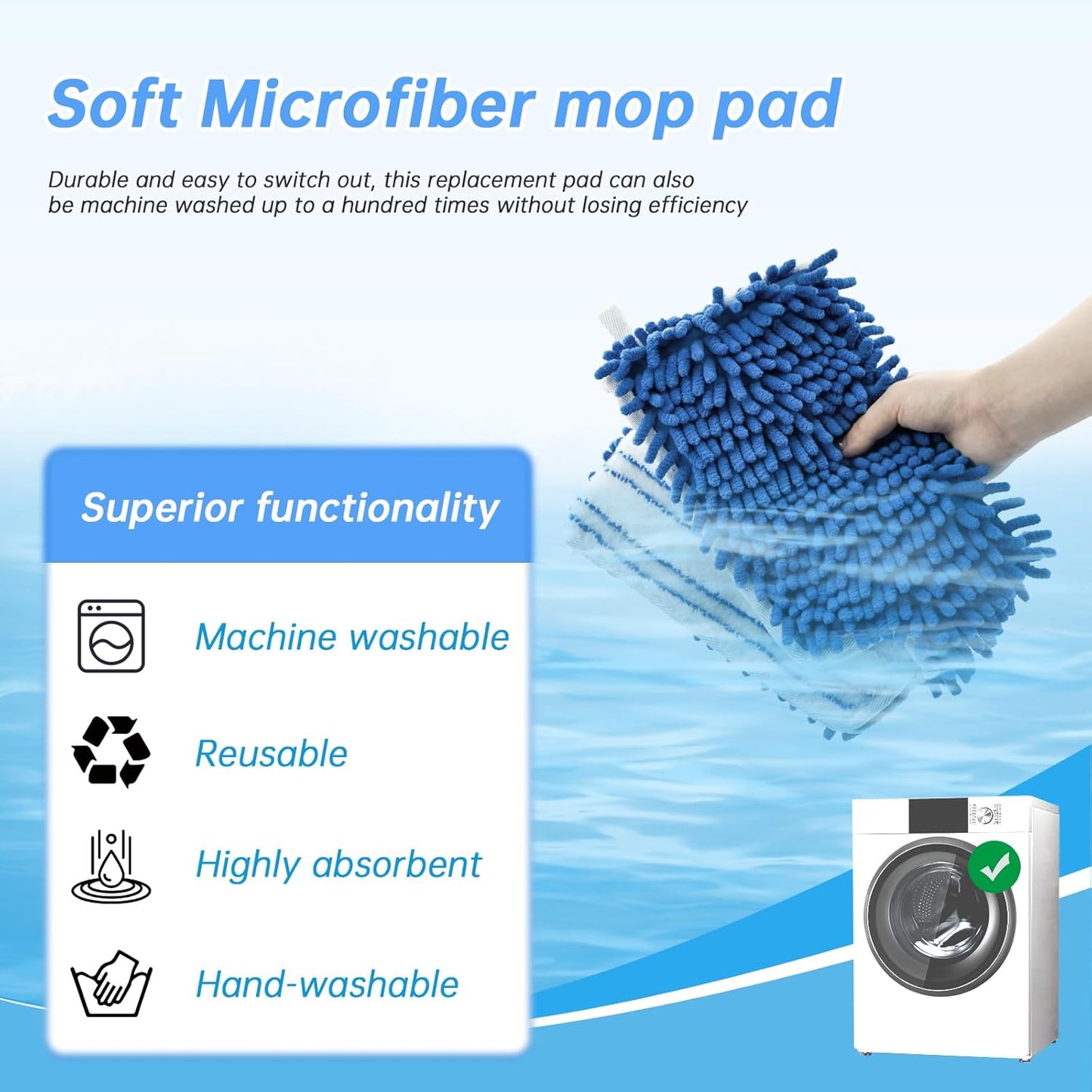 4 Pack Mop Heads Replacements Compatible with O-cedar Dual-Action Flip Mop,Microfiber&Chenille Mop