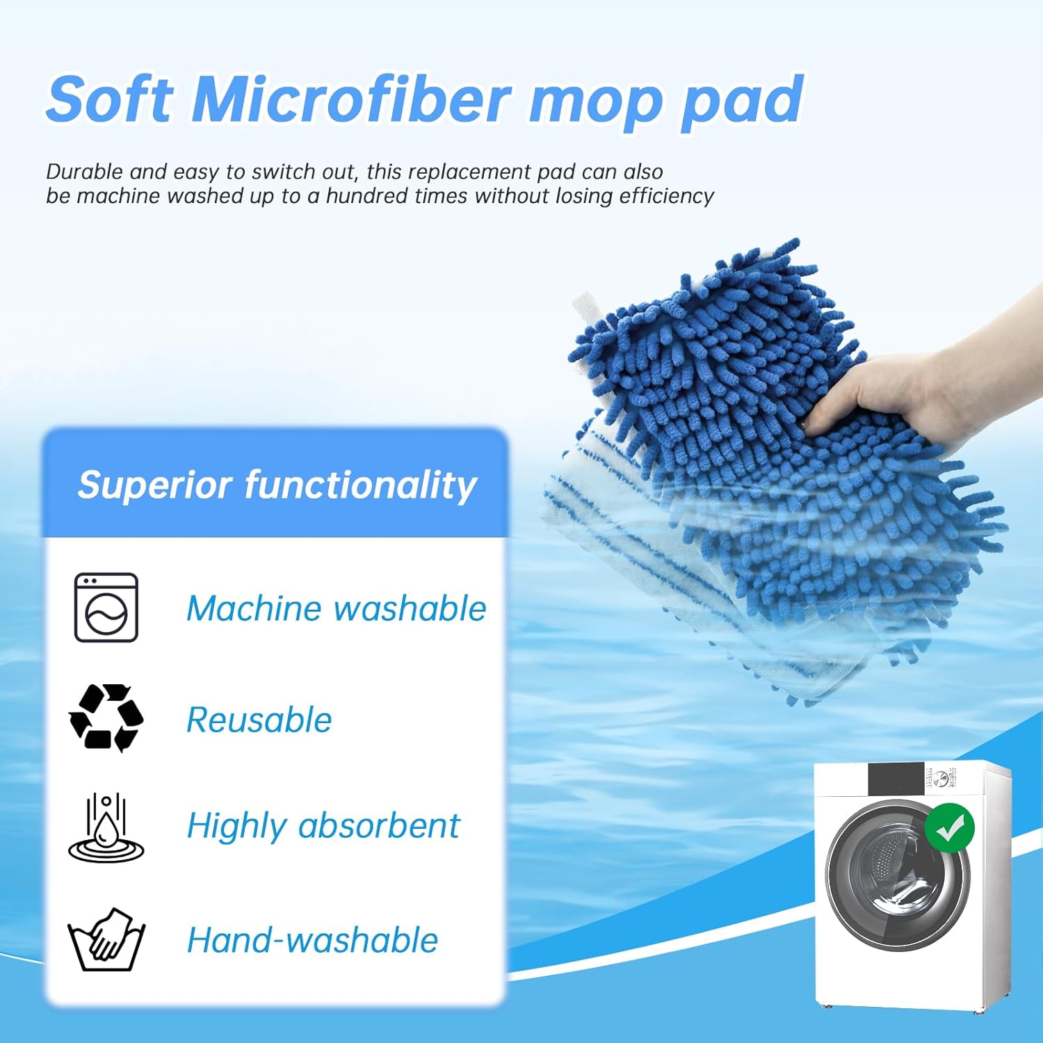 4 Pack Mop Heads Replacements Compatible with O-cedar Dual-Action Flip Mop,Microfiber&Chenille Mop