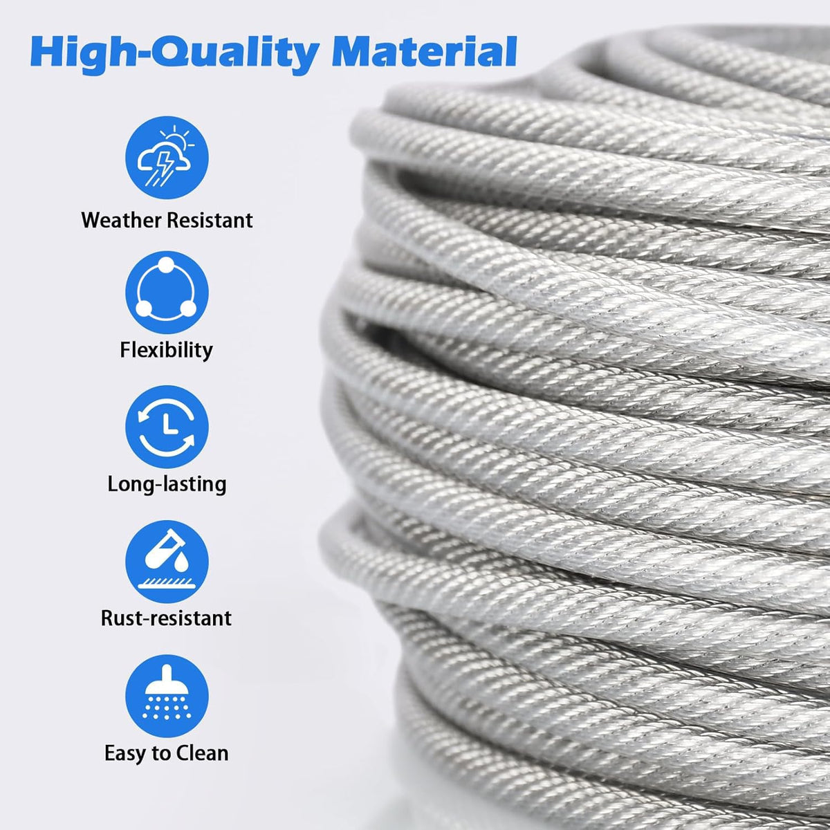 1/8" Wire Rope Kit, 100 Ft PVC Coated Steel Cable Guide Wire Tensioner Strainer Kit w/ 7×7 Strand